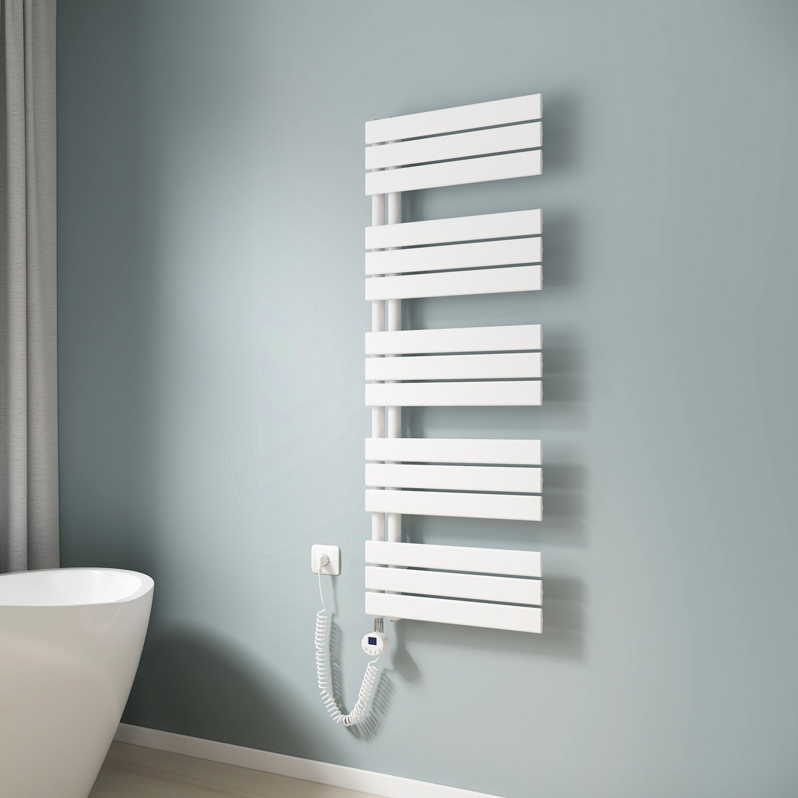 EMKE Elektrischer Badheizkörper Weiß mit Thermostat 400W~1000W, Elektrische günstig online kaufen