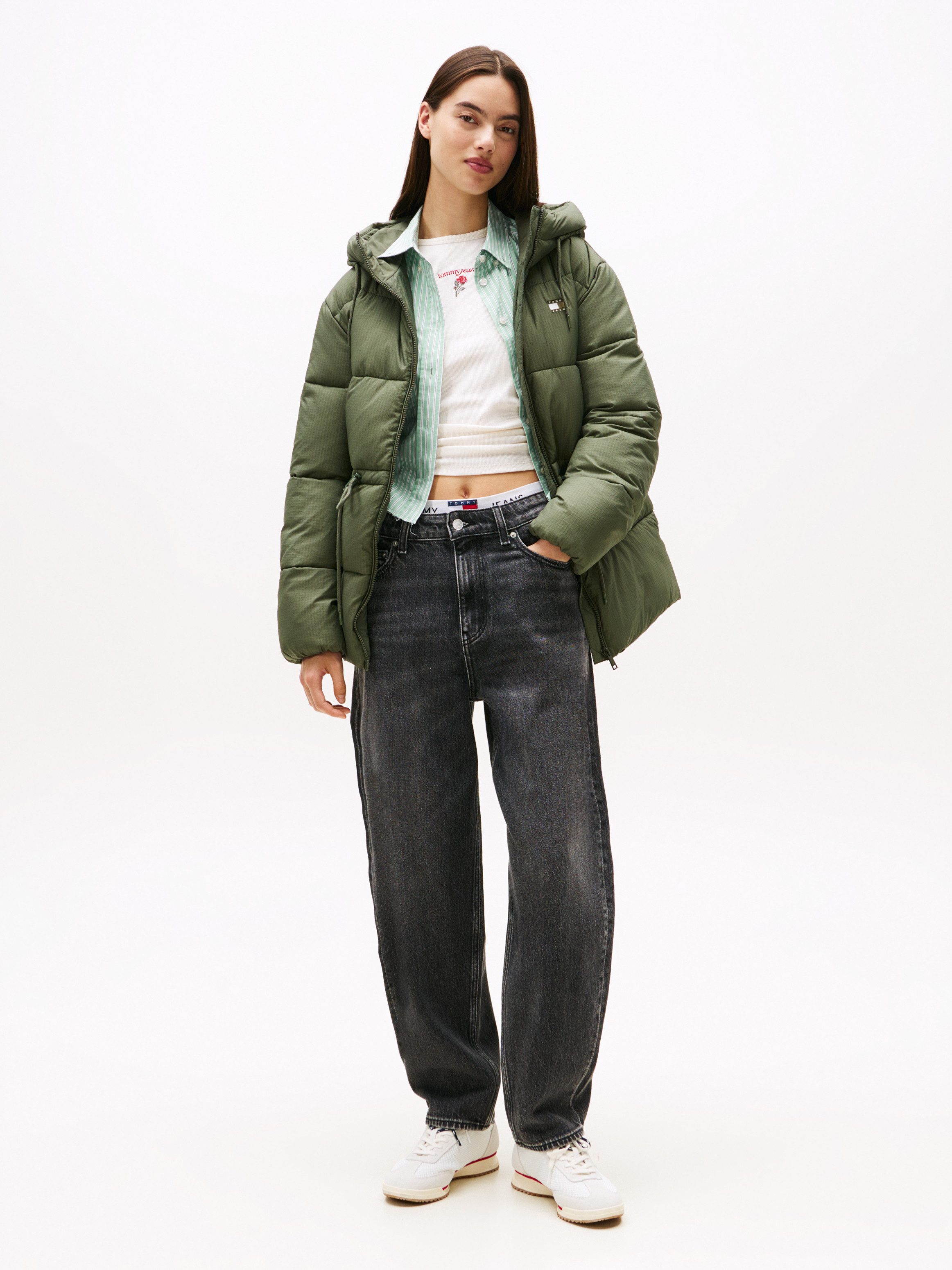 Tommy Jeans Steppjacke TJW HOODED MIDI PUFFER JACKET