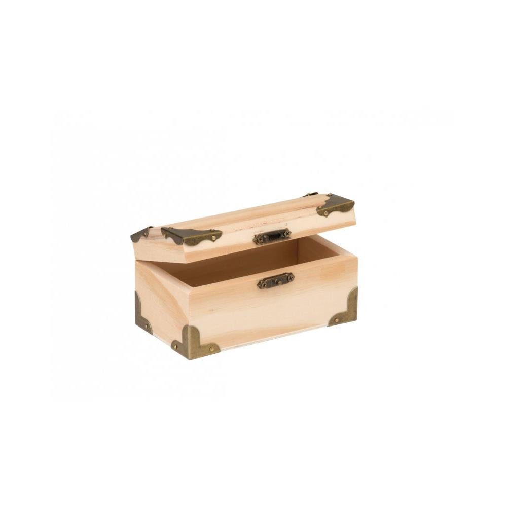 Glorex Geschenkbox Schatztruhe klein, 12 x 6,5 x 6 cm Holz Holztruhe
