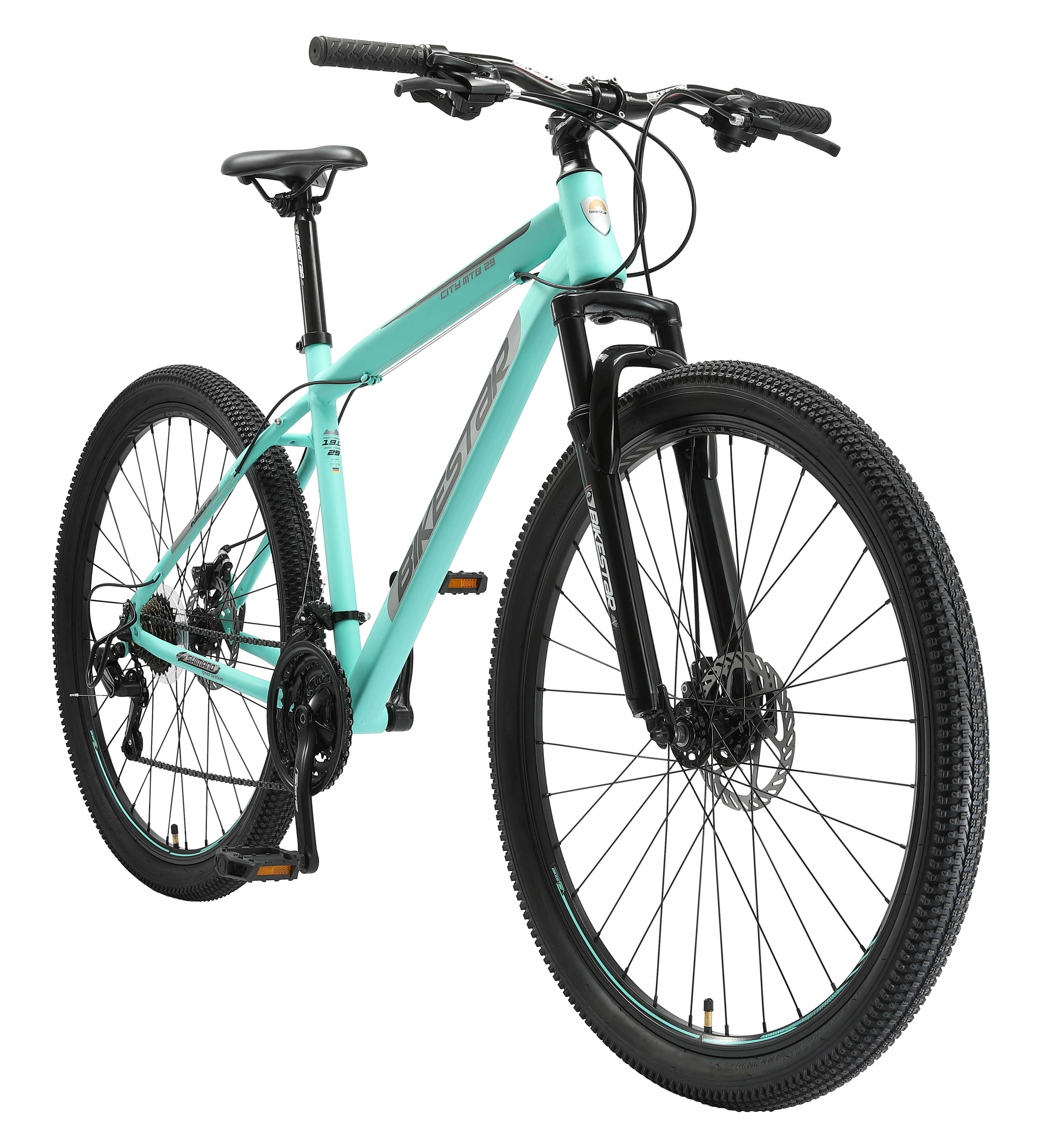 Bikestar Mountainbike 29 Zoll, ab 174 cm, Damen, Herren, 21 Gang Shimano Tourney RD-TY300 Schaltwerk, Kettenschaltung, Scheibenbremse, Rahmen 48 cm, Hardtail