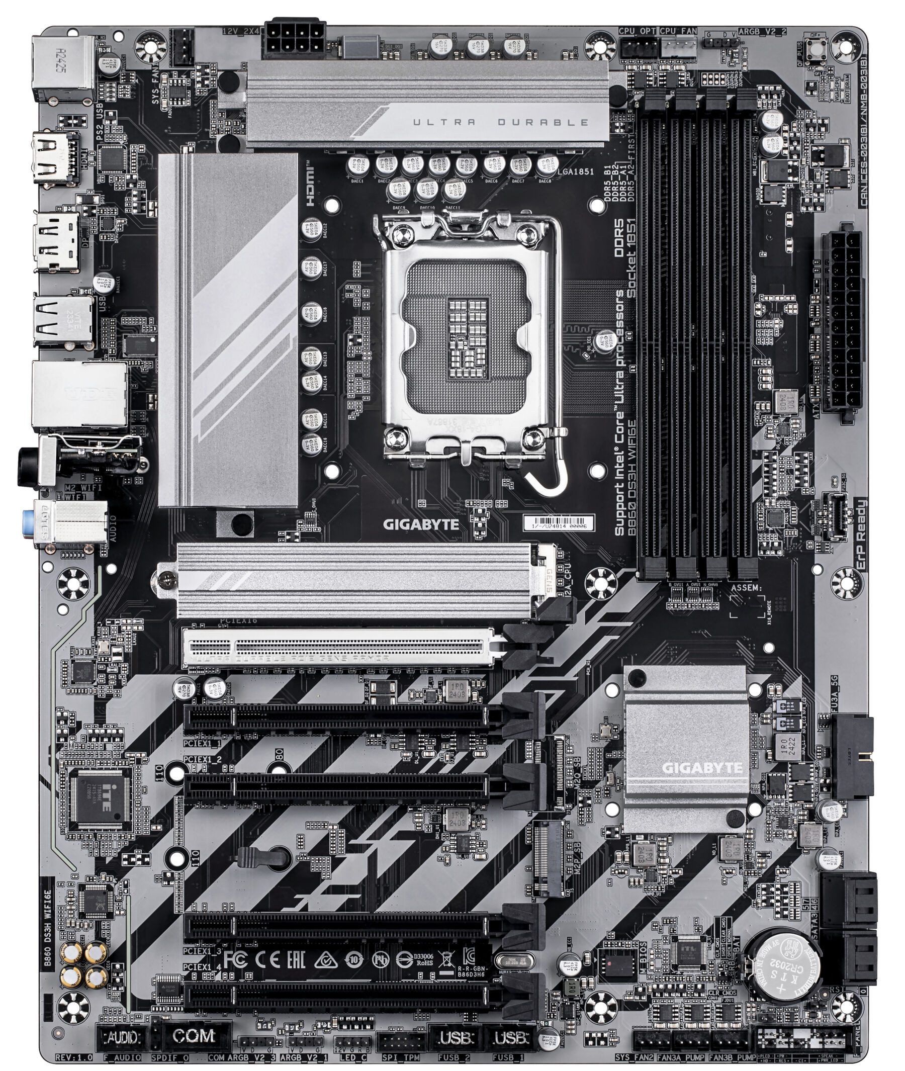 Gigabyte B860 DS3H WIFI6E Mainboard - Intel Core Ultra CPUs, 8+1+2+2 Phasen VRM Mainboard