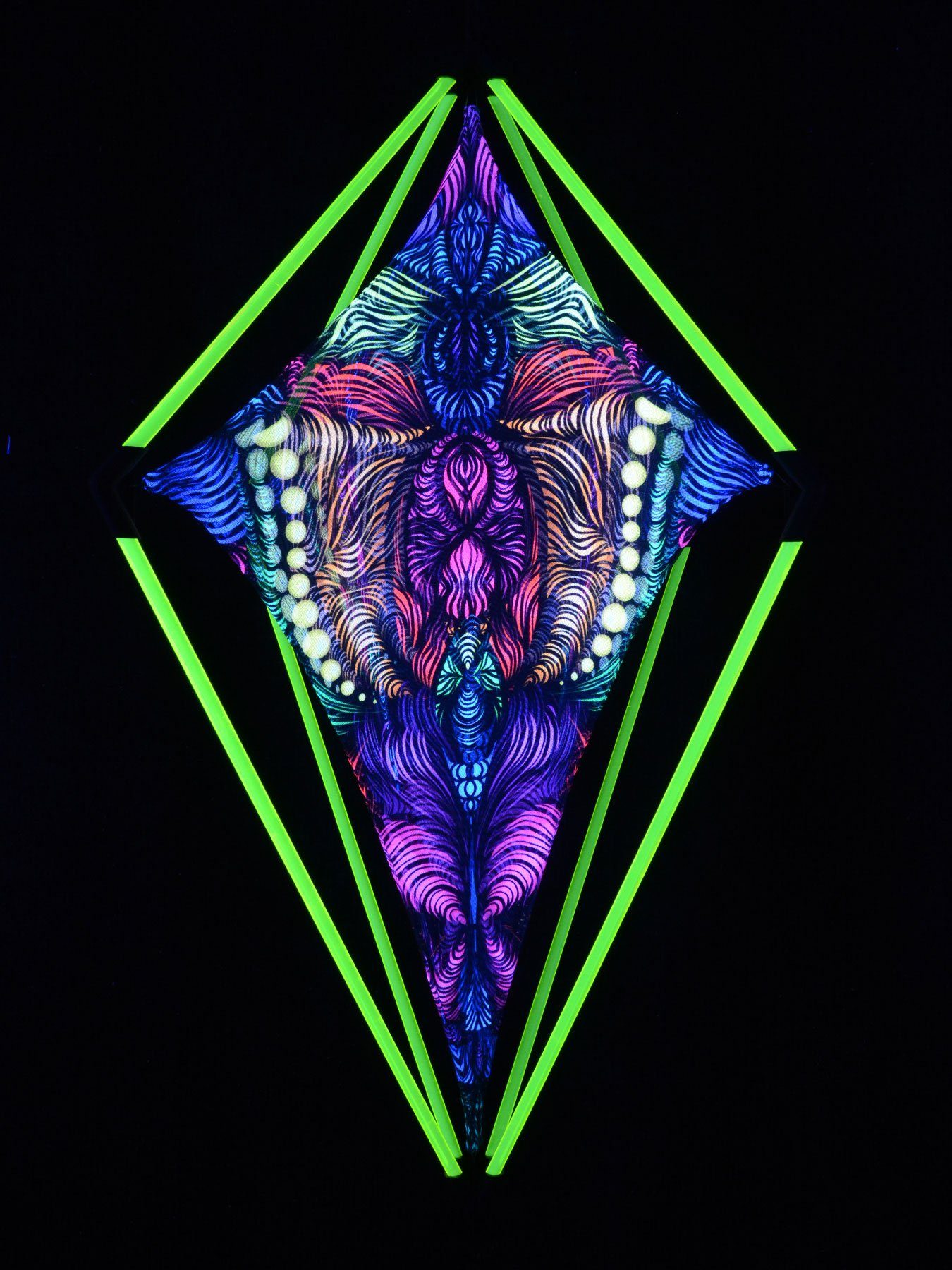 Grün Schwarzlicht Neon UV-aktiv, Dekoobjekt PSYWORK Field Green", leuchtet unter Schwarzlicht Magnetic Wanddekoobjekt snap-2gether "Mesh