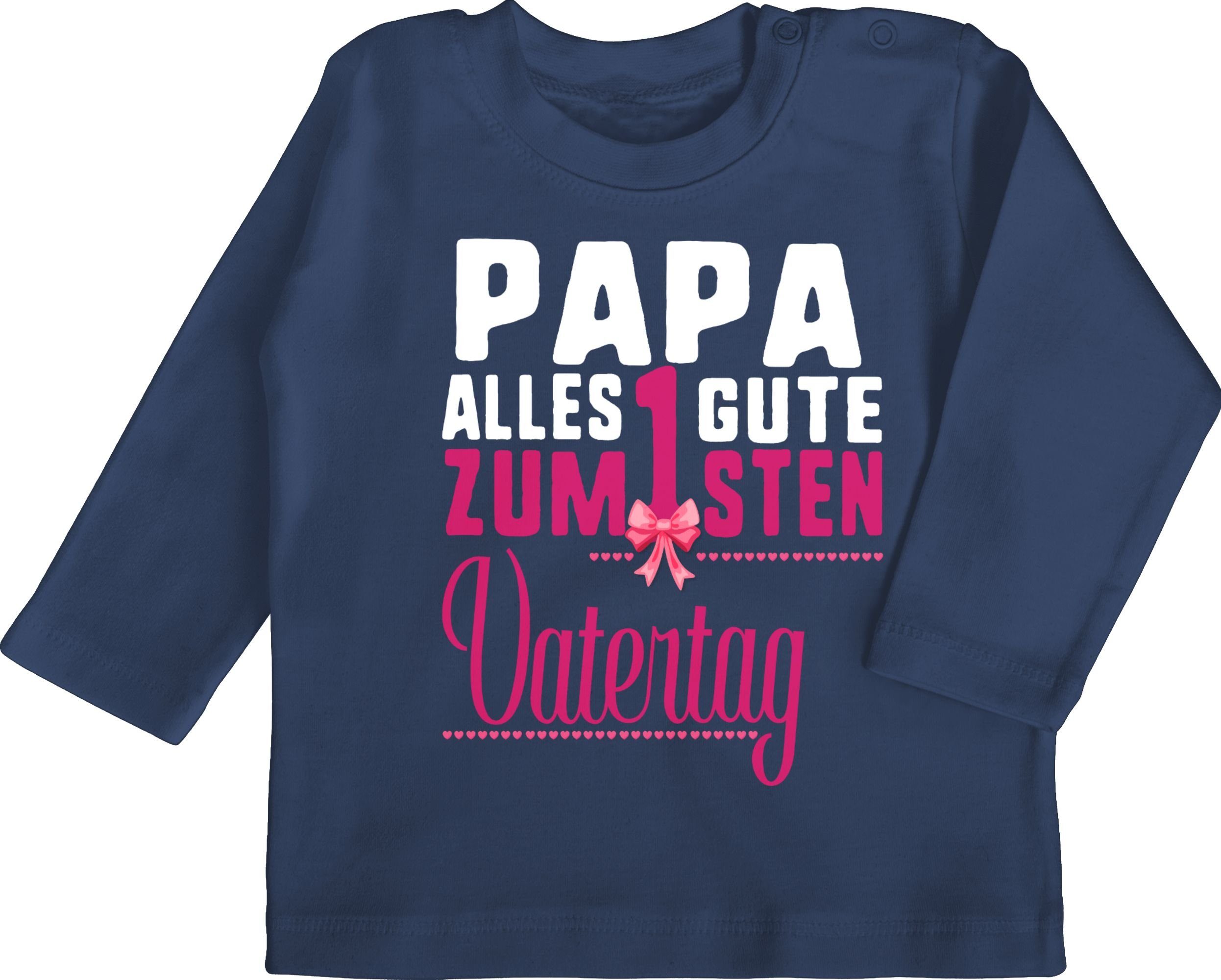 Shirtracer T-Shirt Papa alles Guten zum 1sten Vatertag fuchsia Geschenk Vatertag Baby 2 Navy Blau