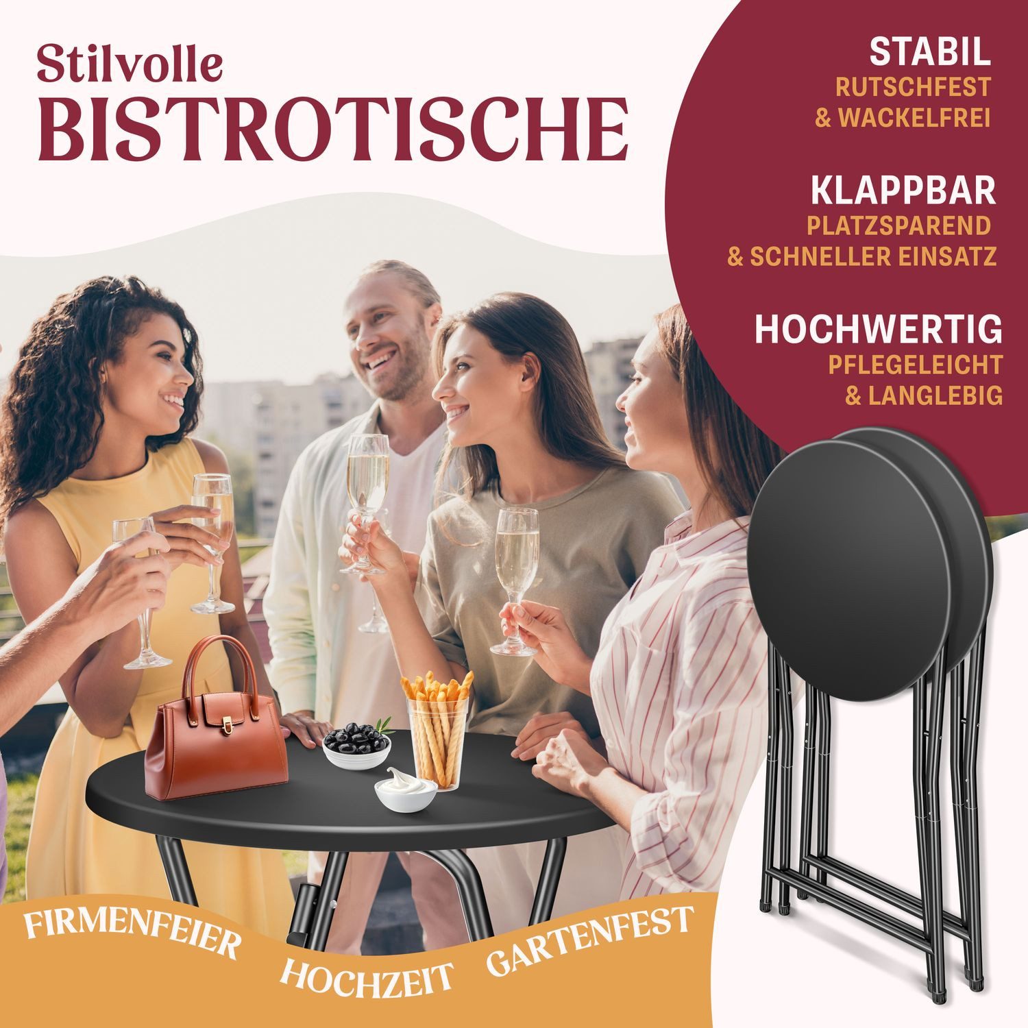 KESSER Bistrotisch Stehtisch Bistrotisch mit PVC-Platte Wetterbeständiger K günstig online kaufen