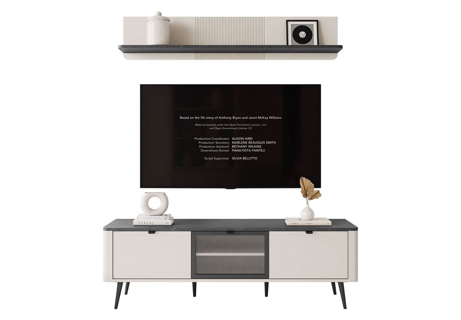 Lookway TV-Schrank AUTUMN 2D1W mit hängendem Regal