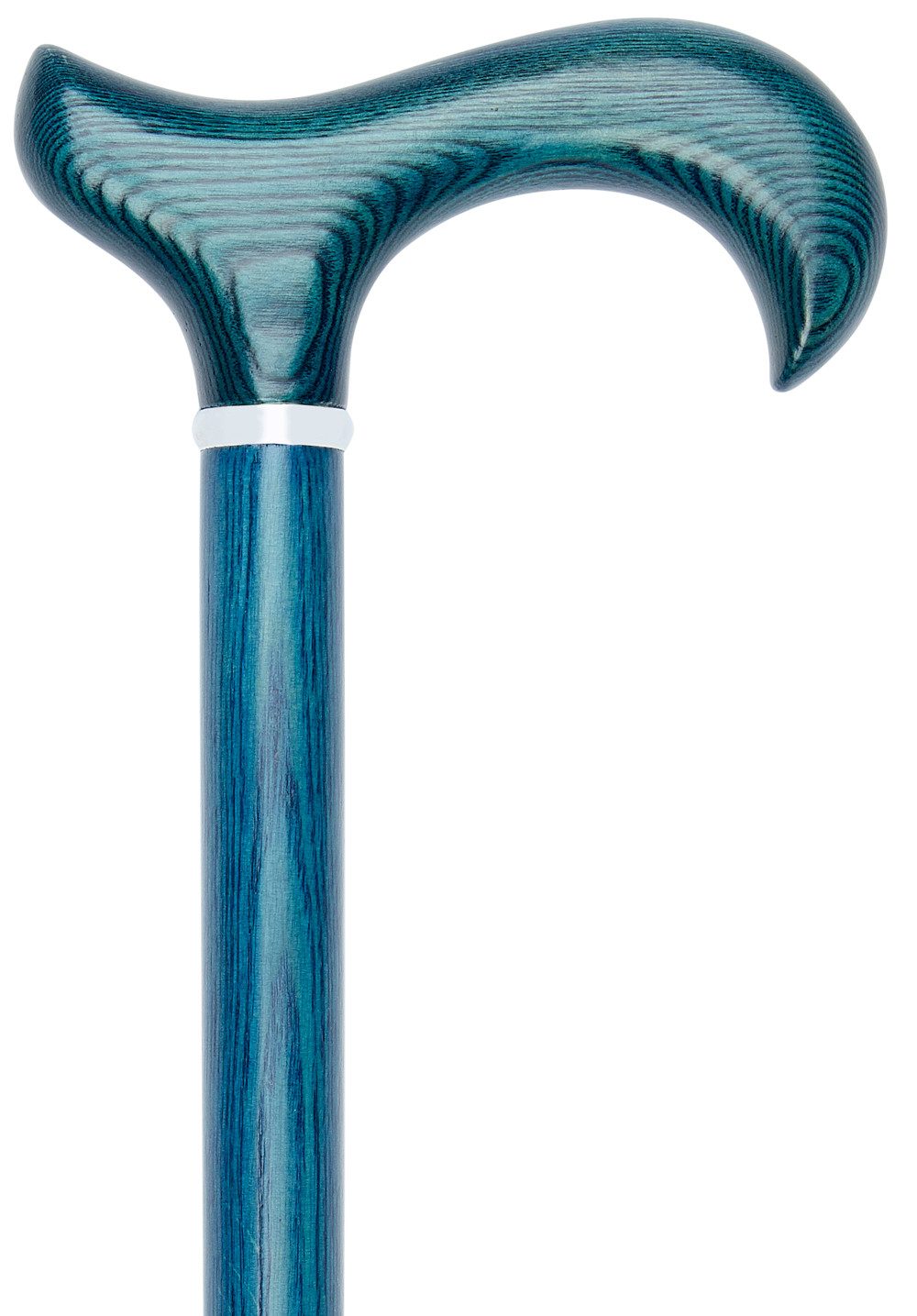 Stockshop Gehstock Gehstock, ESCHE NAVY Derbygriff Eschenholz geflammt blau, Chromring