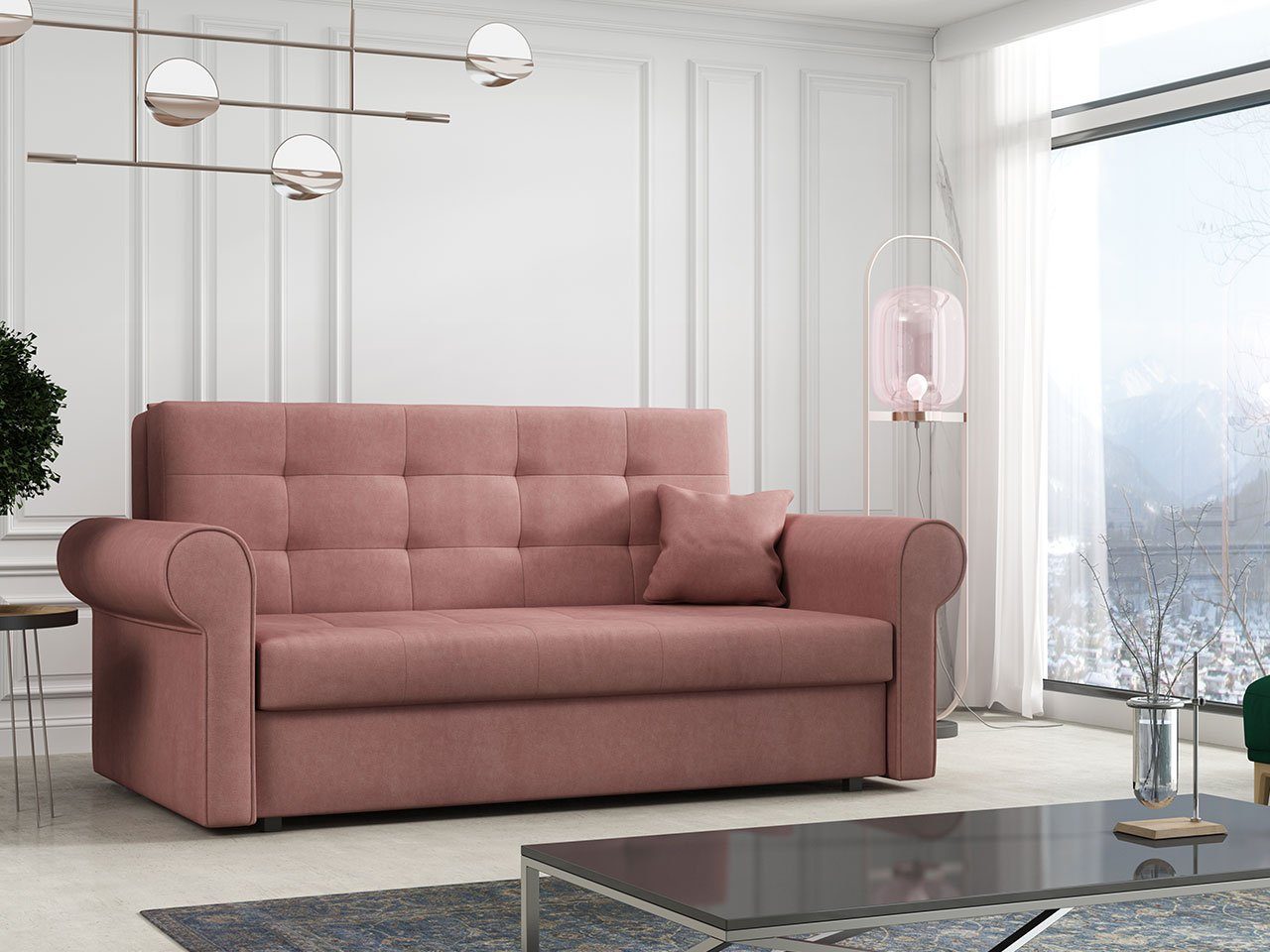 MIRJAN24 Schlafsofa Viva Silver III, 3 Sitzer, mit Schlaffunktion und Bettkasten Mono 235