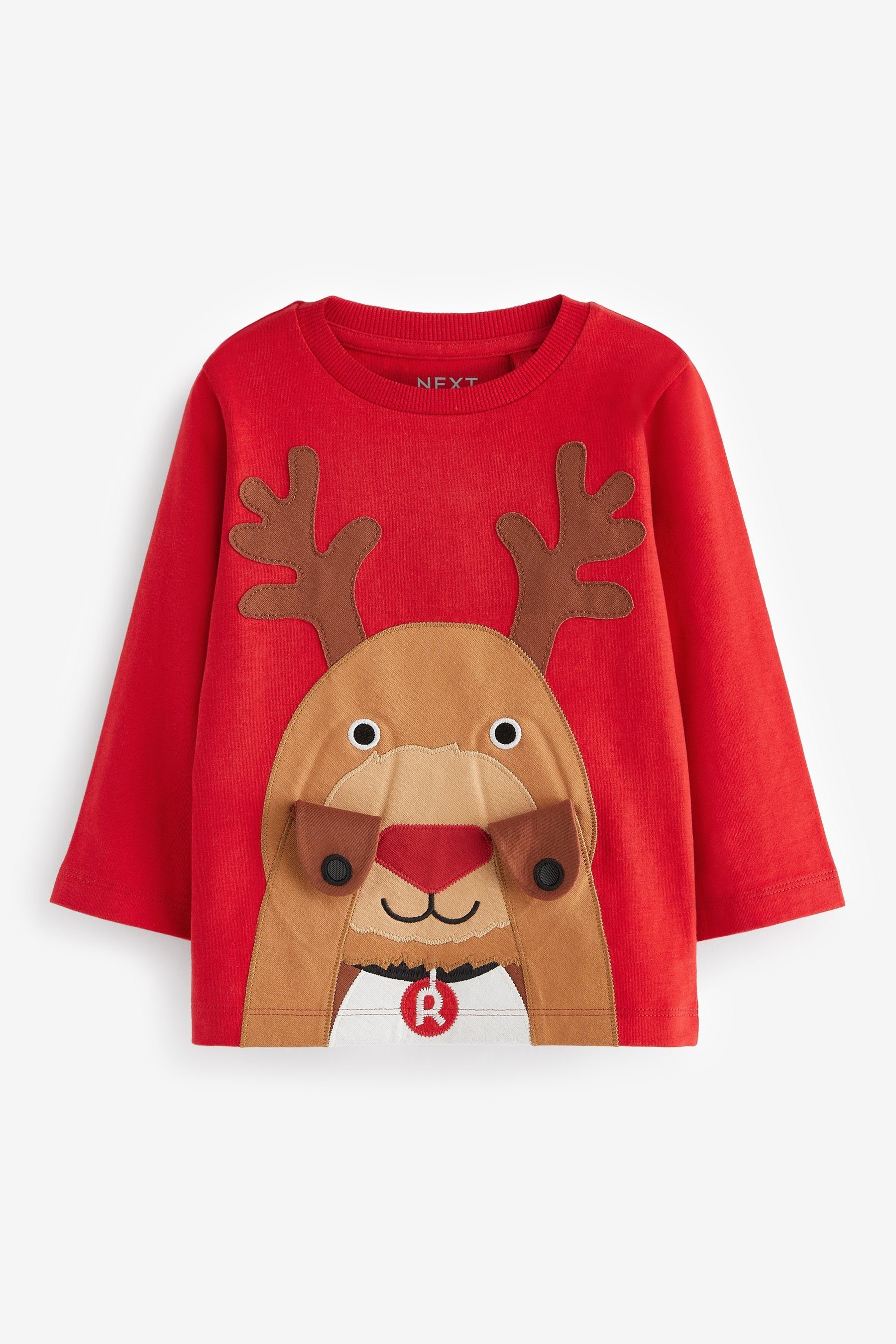 Next Langarmshirt Langärmeliges Weihnachtsshirt Reindeer (1-tlg) Red