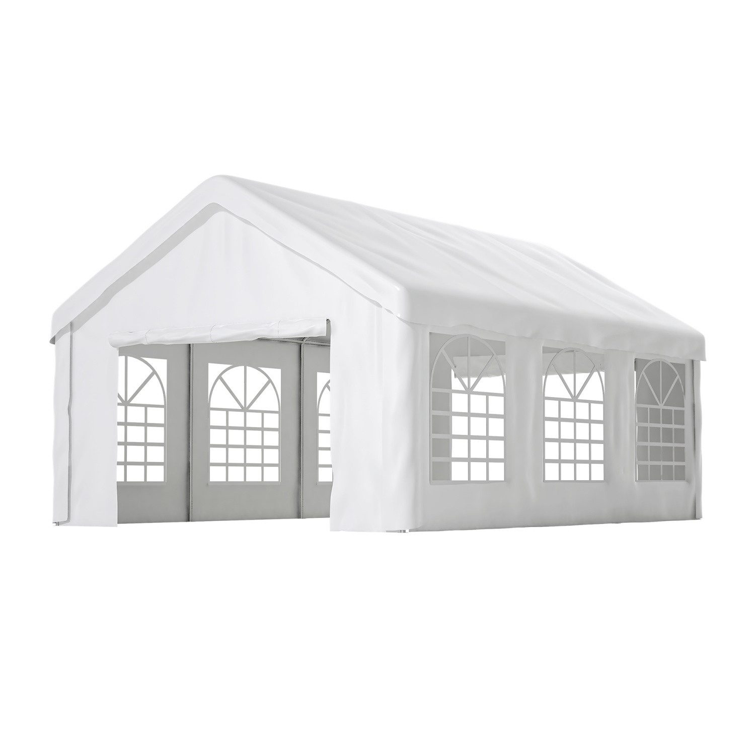 ANYSUN Einzelcarport Garagenzelt 4x6m mit Rolltoren und abnehmbarem Dach., 198 cm Einfahrtshöhe
