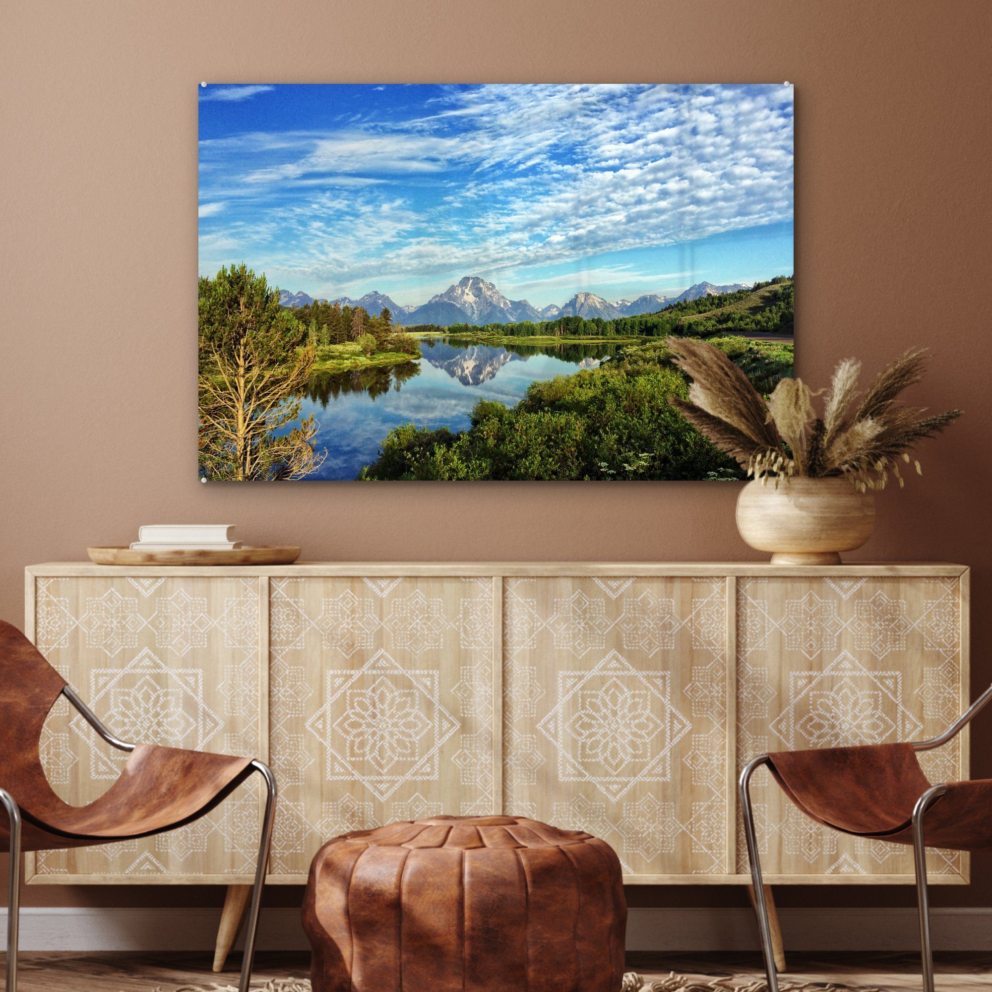 (1 MuchoWow Landschaft in Grüne & Acrylglasbild Schlafzimmer Wyoming, St), Acrylglasbilder Wohnzimmer