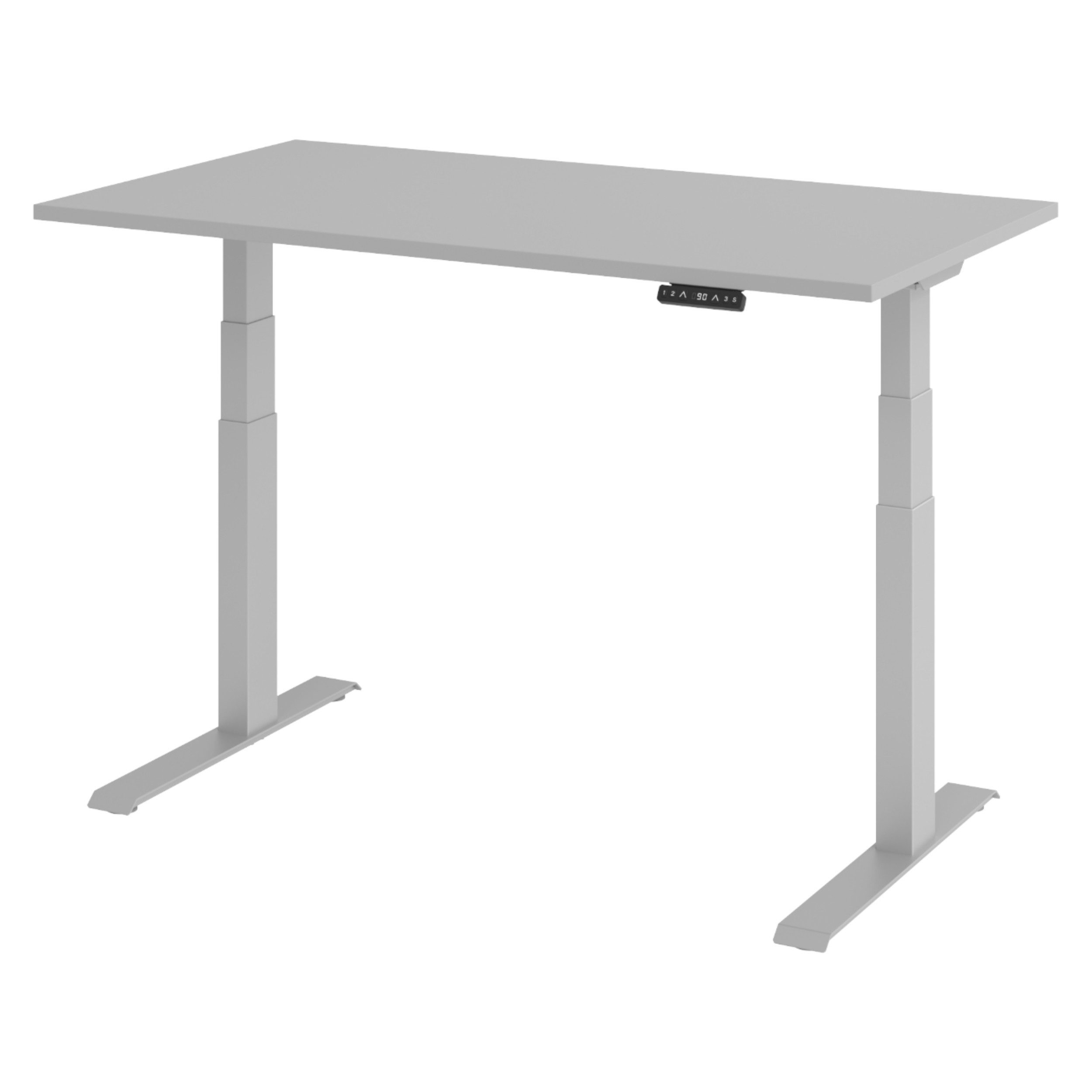 bümö Schreibtisch bümö Schreibtisch XDKB, Rechteck: 140 x 80 cm - Dekor: Grau - Gestell: Silber