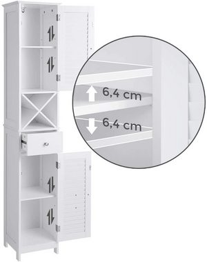 VASAGLE Badkommode Badezimmerschrank, mit Schublade, mit 2 Lamellentüren