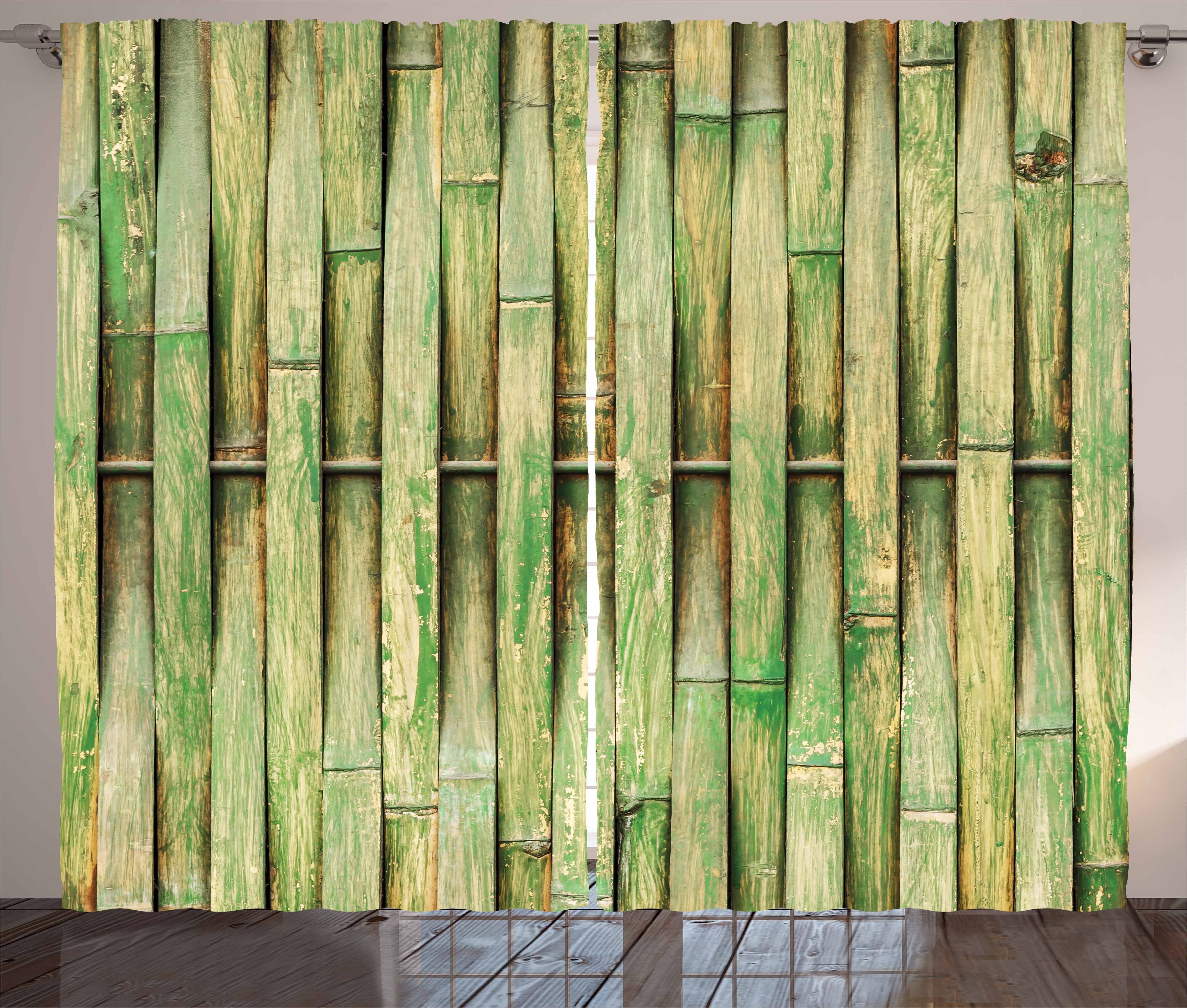 Gardine Schlafzimmer Kräuselband Vorhang mit Schlaufen und Haken, Abakuhaus, Bambus Botanical Wall Picture