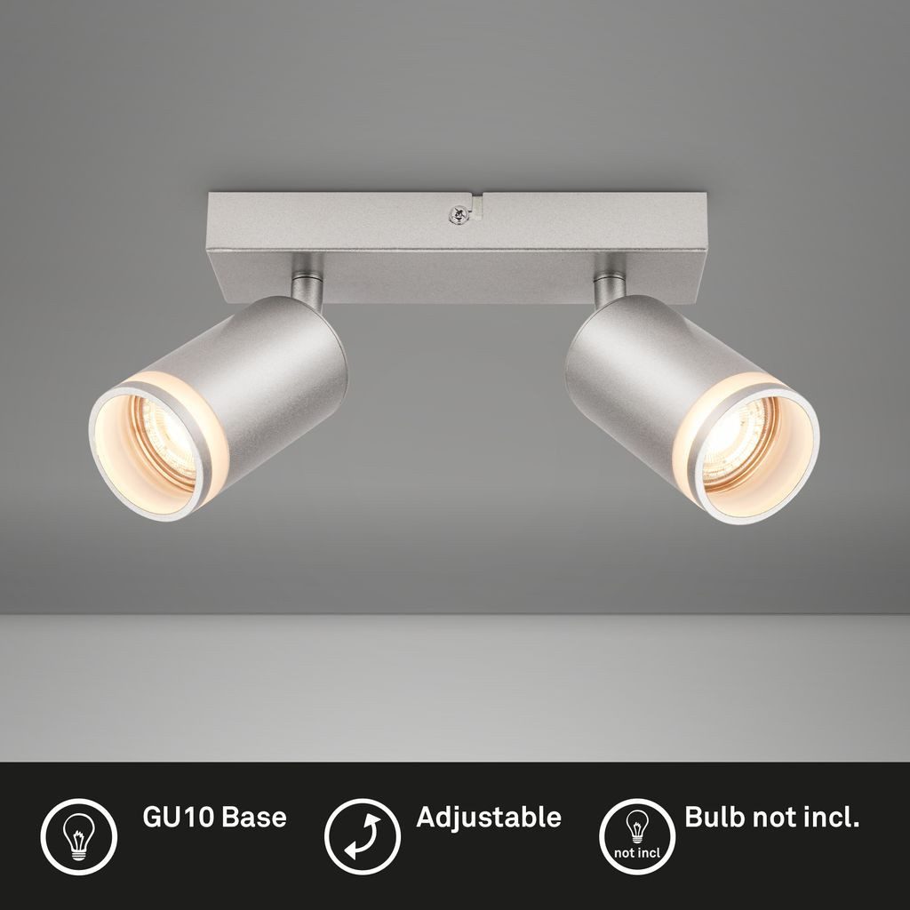 Briloner Leuchten LED Deckenleuchte 2832024, ohne Leuchtmittel, 2700K - Extra-Warmweiß, Deckenleuchte 20 cm Chrom-Matt GU10 max. 9 W Wohnzimmer Schlafzimmer