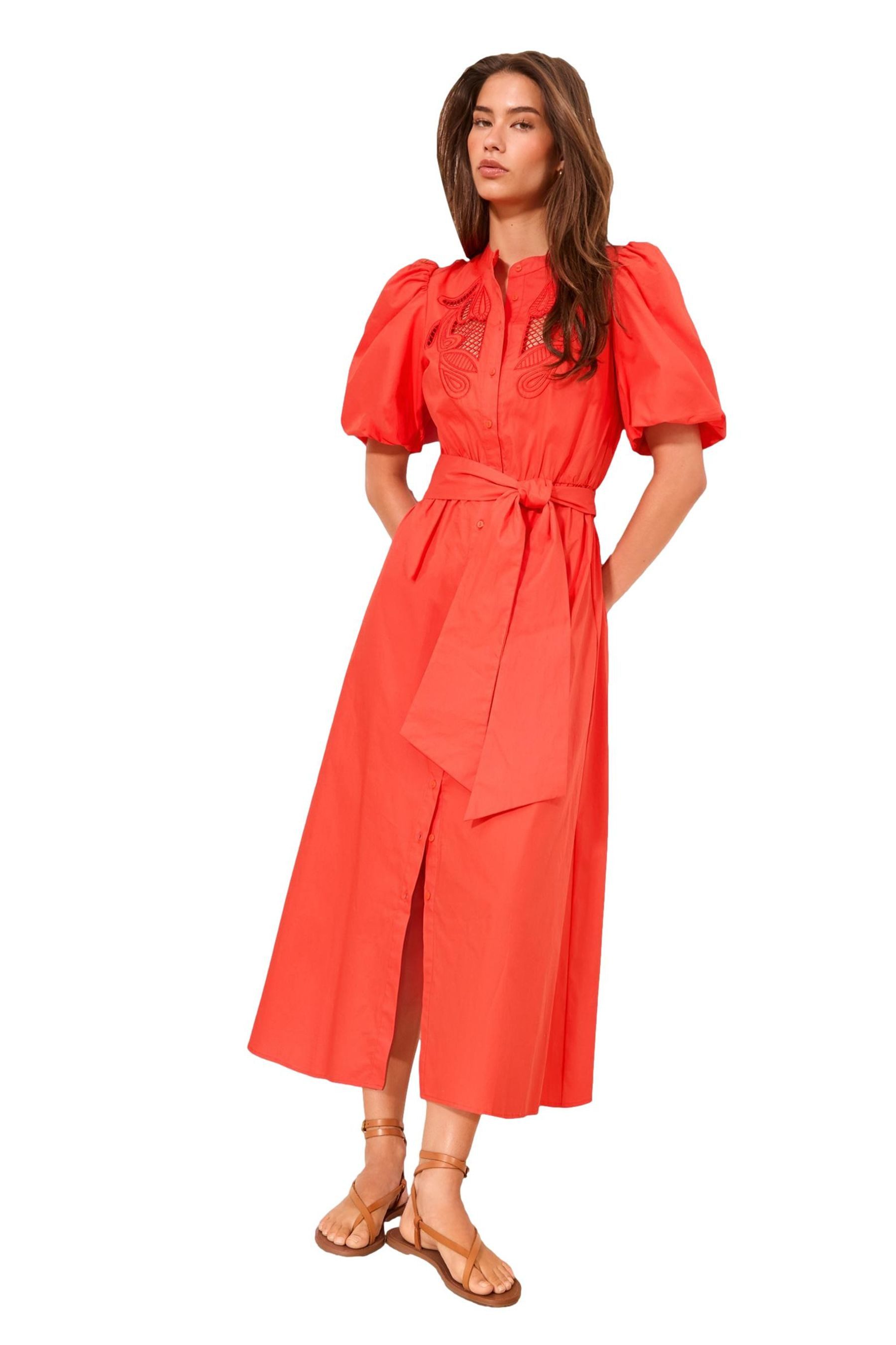 LIPSY Midikleid Lipsy Midi-Kleid mit Puffärmeln und Gürtel (1-tlg)