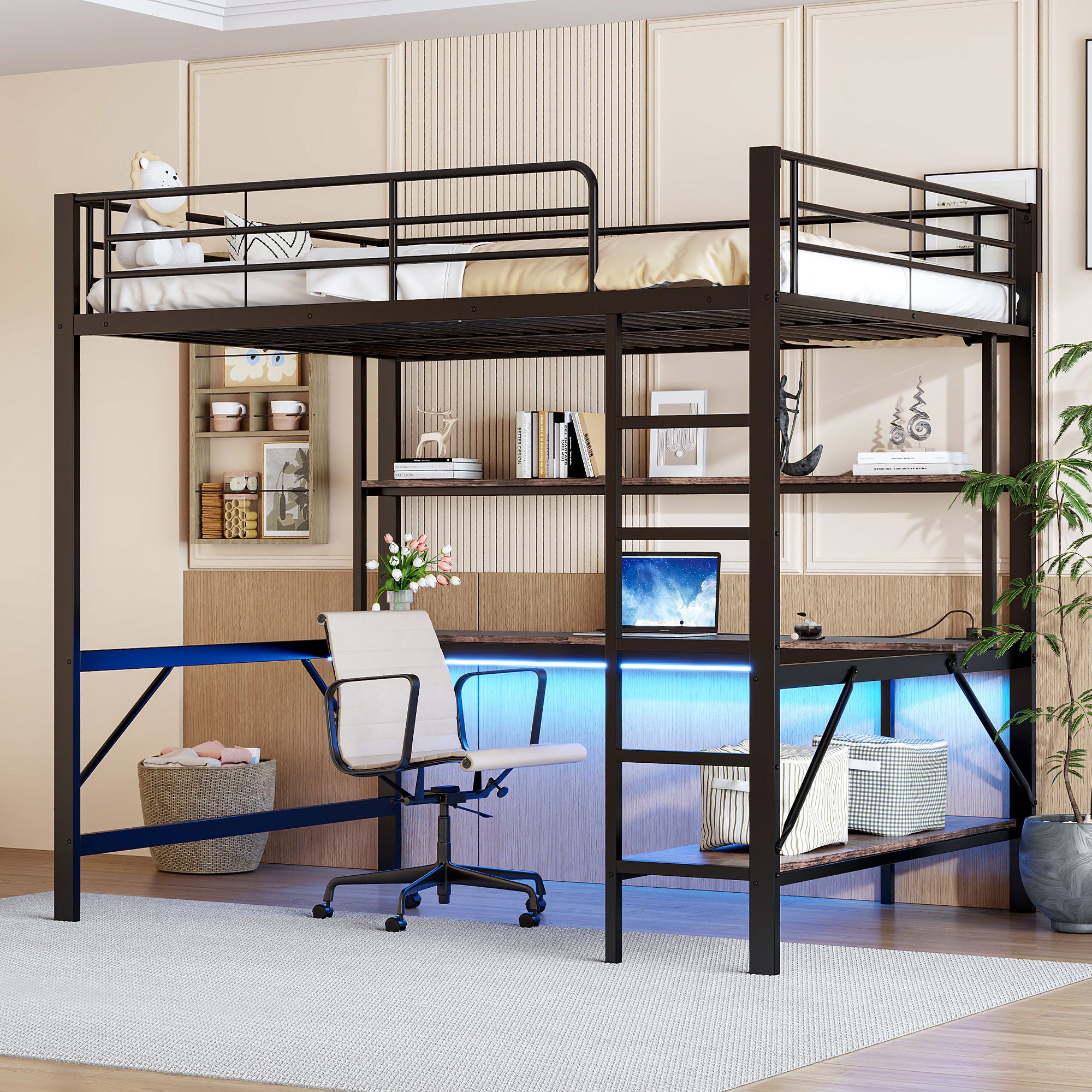 Ulife Hochbett Metallbett Kinderbett Jugendbett mit günstig online kaufen