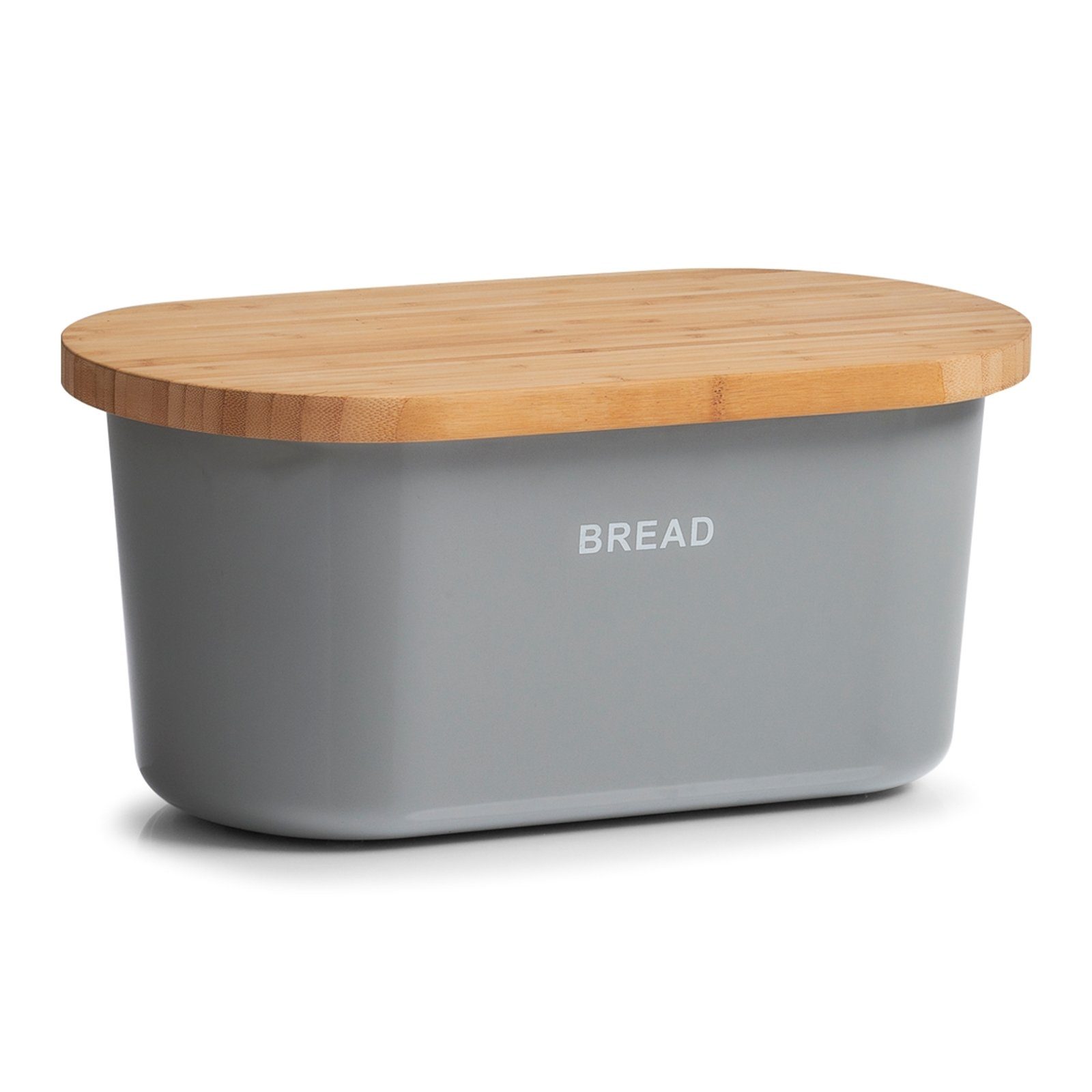 Melamin, mit Brotkasten Neuetischkultur Frischhaltebox (Stück, Brotkasten Bambus, Oval, Brotbox 1-tlg), Grau Servierbrett
