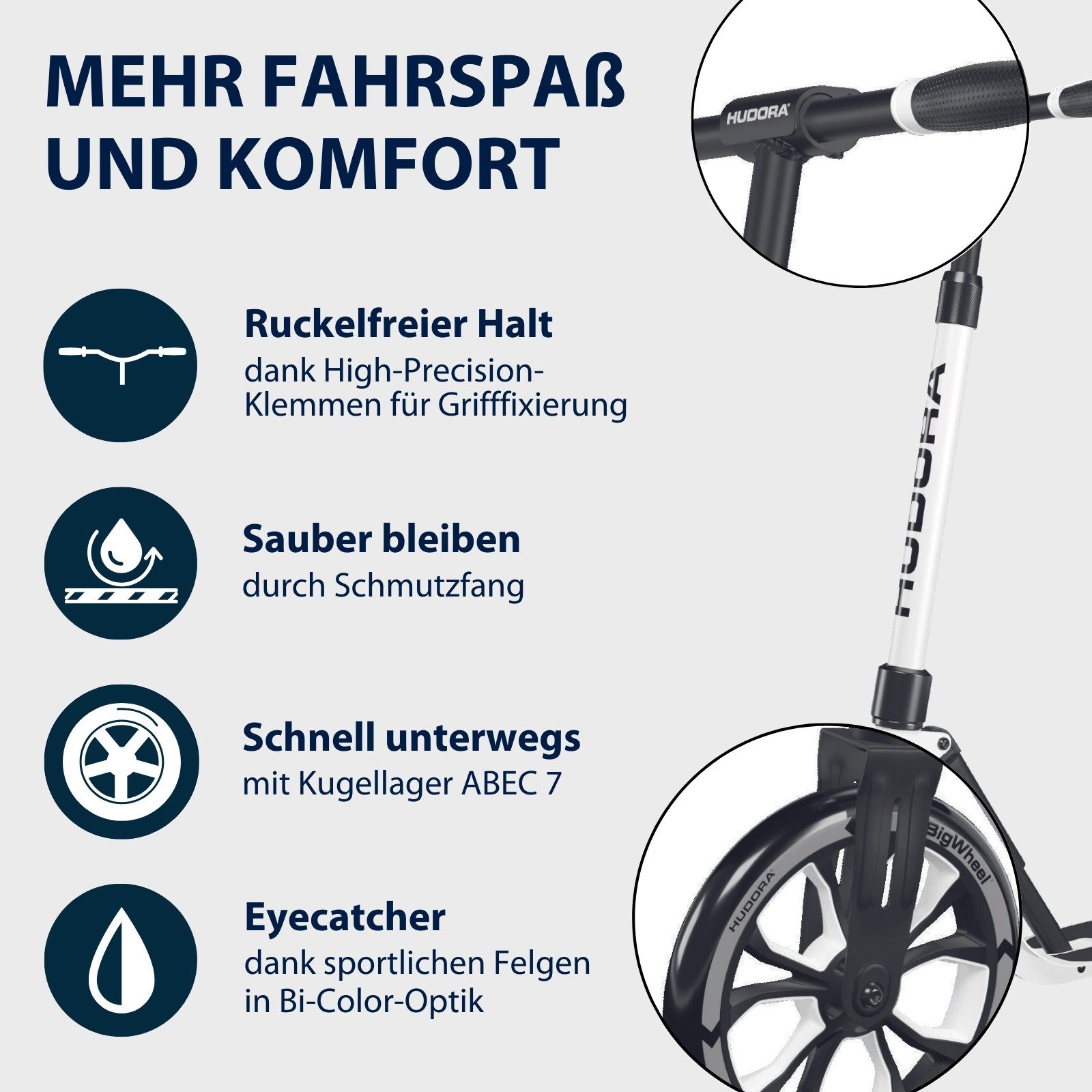 Hudora Cityroller BigWheel® 205 Advanced, Tretroller, (max. 100kg), einklappbarer, höhenverstellbarer Kick-Scooter – Bild 3 von 5