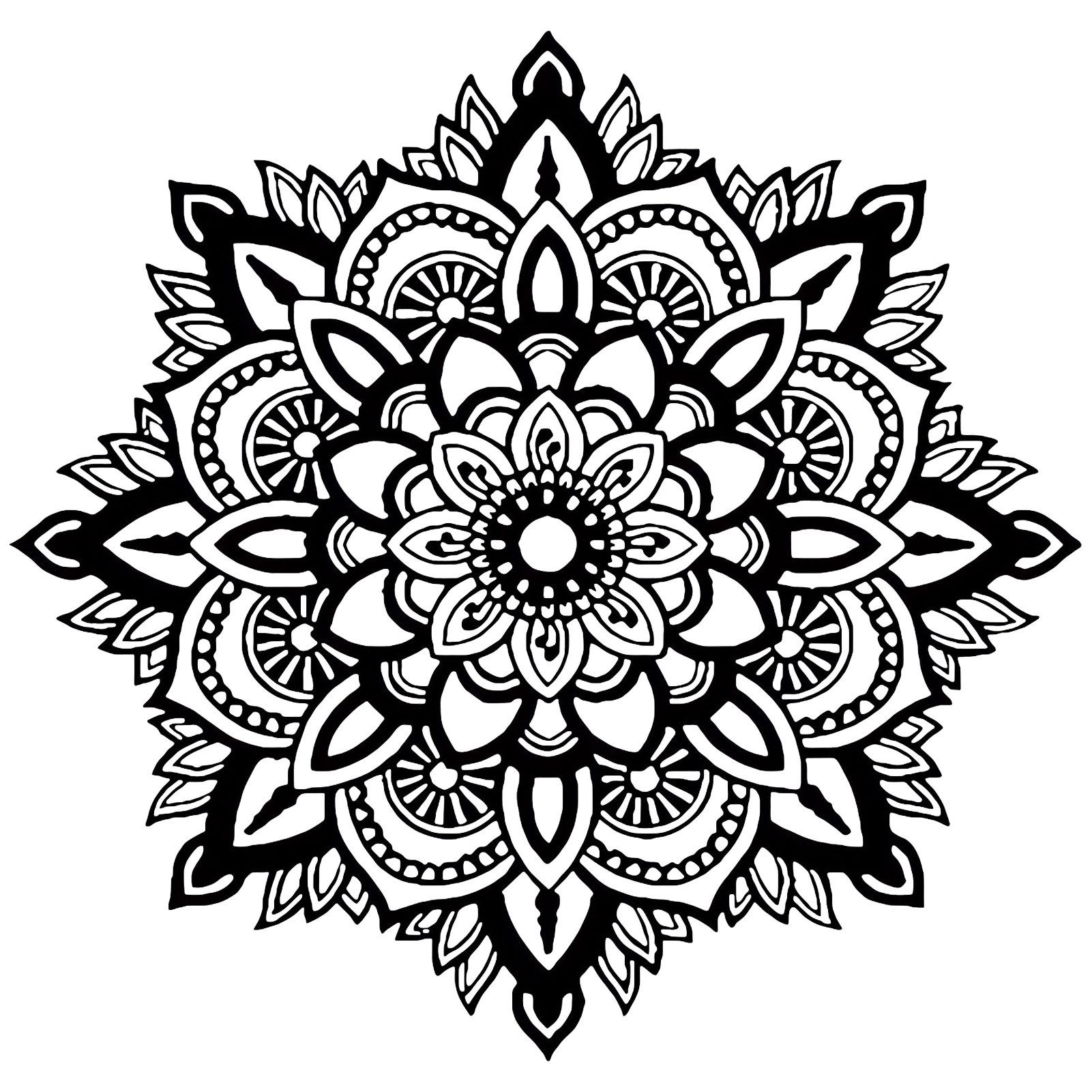 Jumpeak Wanddekoobjekt Mandala-Formige Wanddekorationen, Geschichtete Muster, kreisförmige, Hergestellt aus Metall,Schwarz,weiß,55*53cm