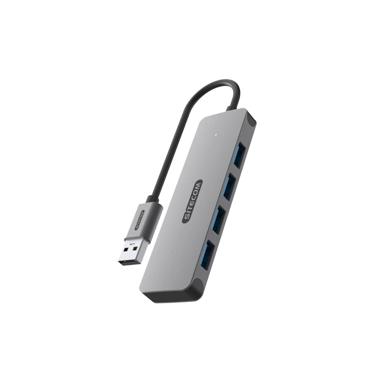 Sitecom CN-5005 USB-Adapter USB-A Stecker zu USB-A Buchse, 15 cm, 4-Port USB-A 3.0 Hub, 5 Gbit/s, 7,5 W Ladeleistung, Plug & Play