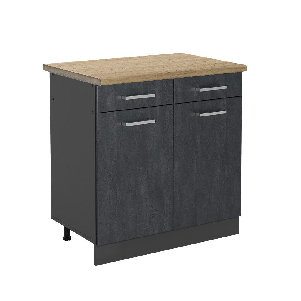 Vicco Unterschrank R-Line, Schwarz Beton/Anthrazit, 80 günstig online kaufen