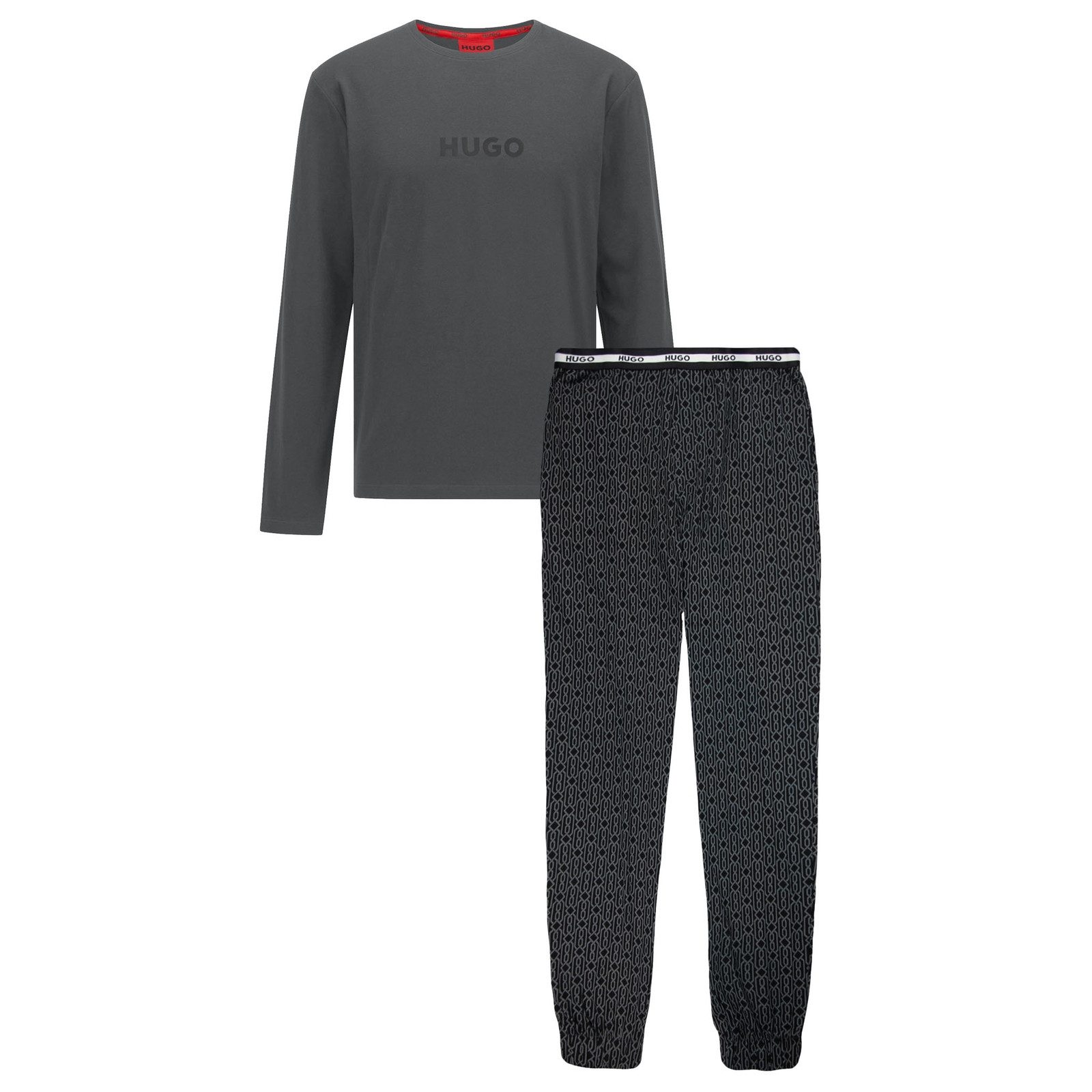 HUGO Pyjama Jim Long Set (2 tlg) mit Markenschriftzug auf Oberteil