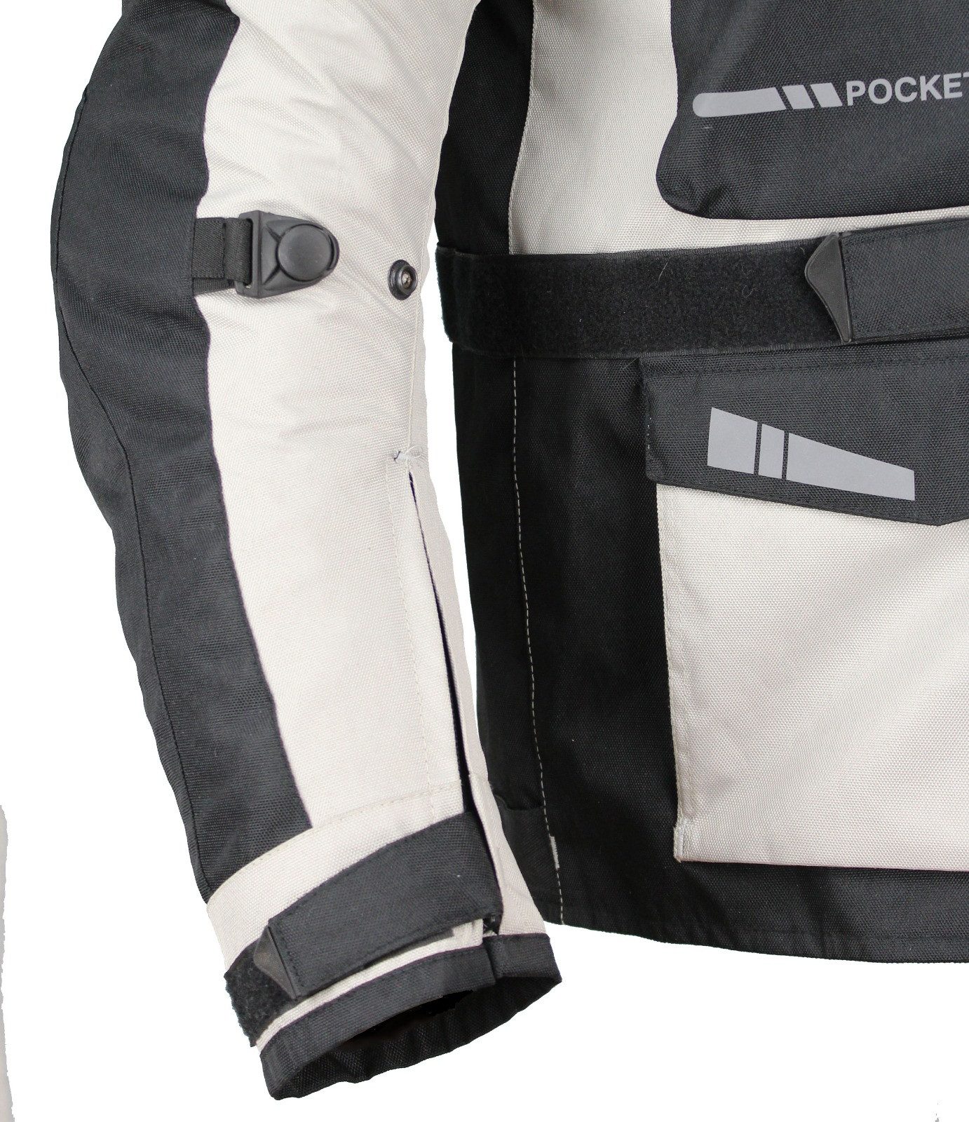 Alpha Speeds Motorradjacke JET PRO, All-Saison Motorradjacke inklusive Protektoren (2026) Abnehmbares Membran + Futter, 7 Belüftungen, 10 Taschen, in Off-White