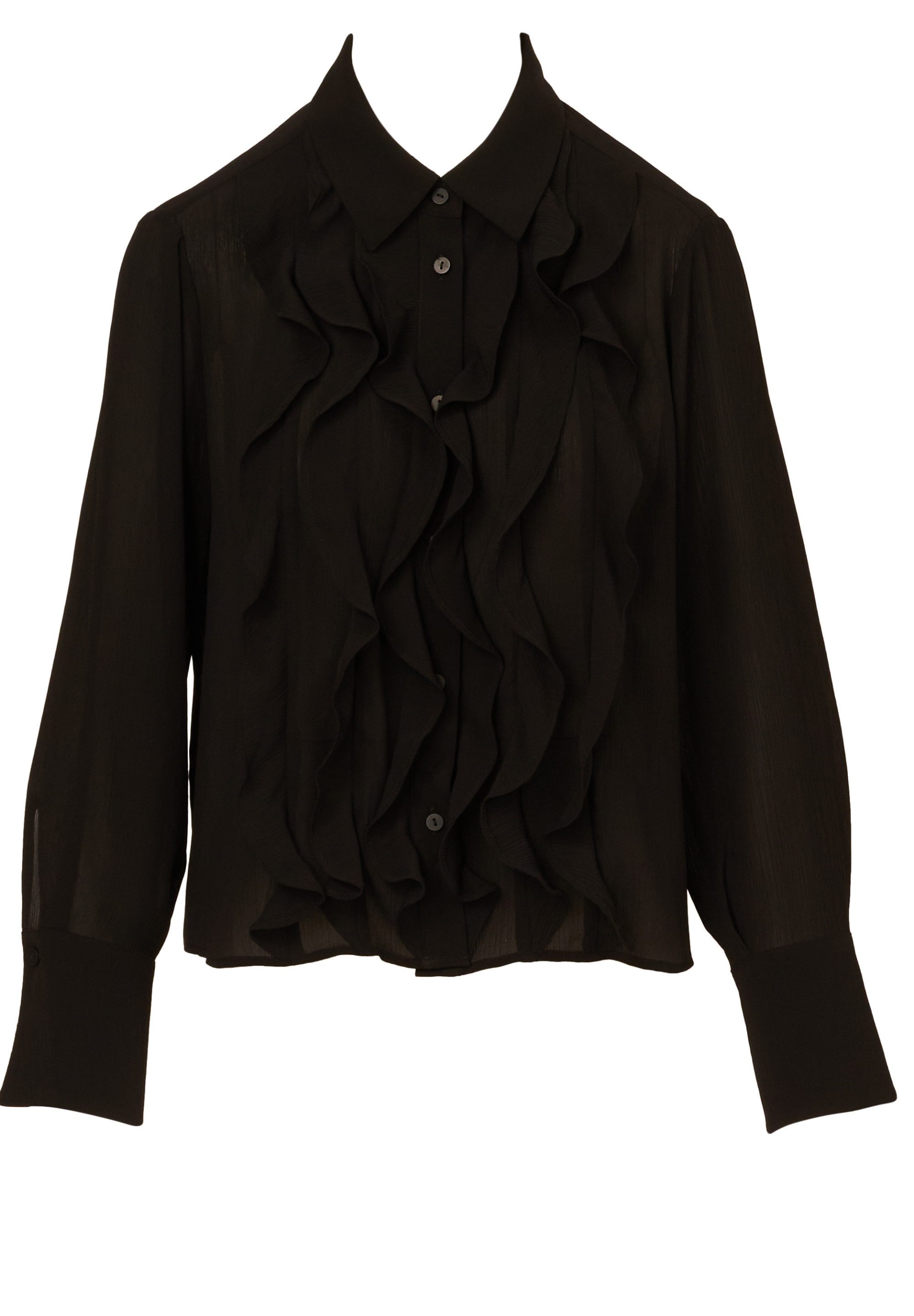 Adrianna Papell Langarmbluse Long Sleeve Sheer Ruffle Front Blouse Elegant, günstig online kaufen