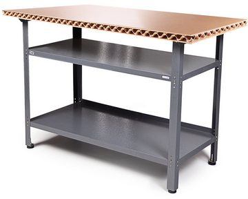 ONDIS24 Werkbank Basic Packtisch Werktisch 120 x 60 cm, Arbeitshöhe 85 cm (Grau) mit Justierfüßen
