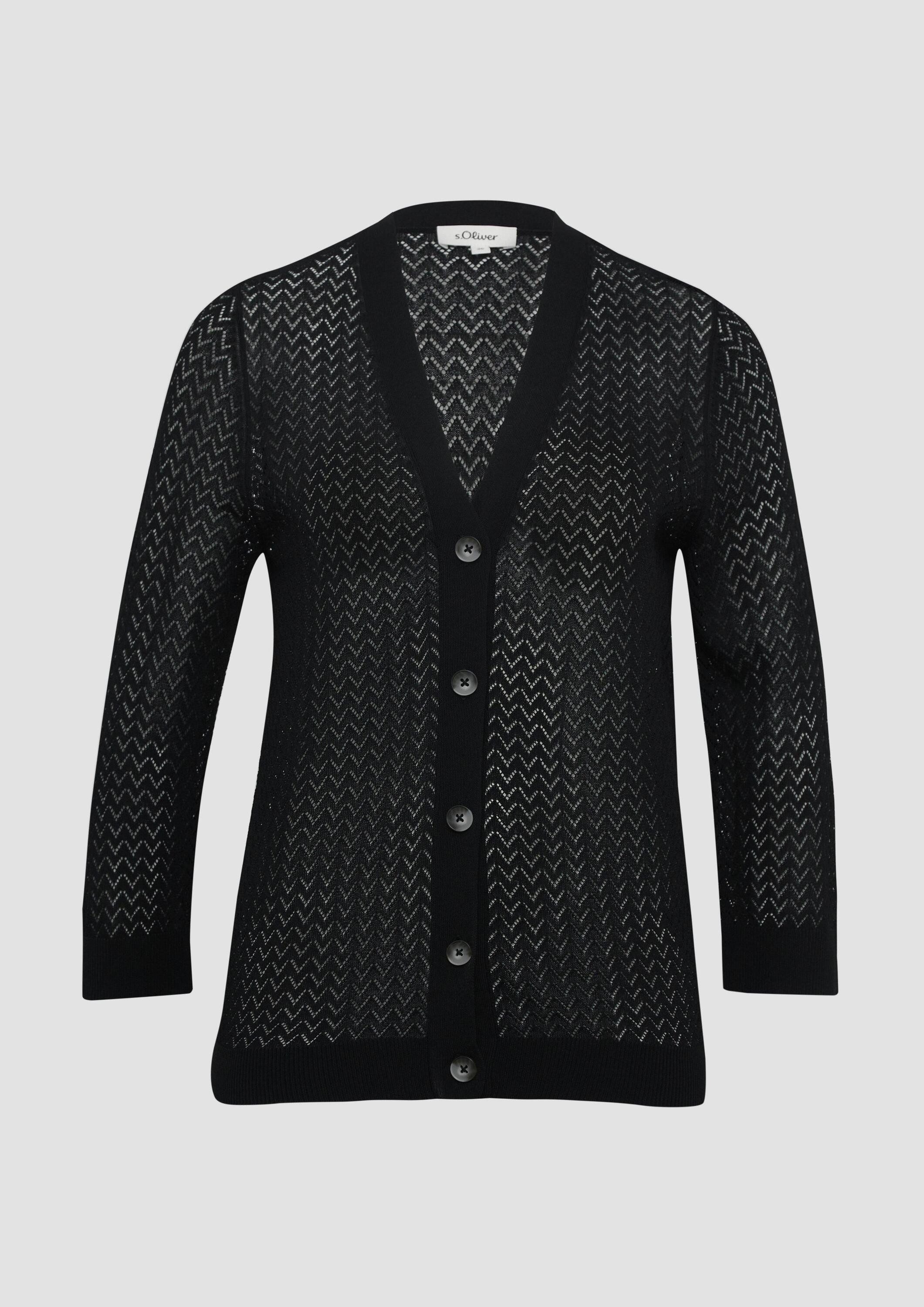 s.Oliver Cardigan Strickjacke Ajour-Strickjacke aus Viskosemix