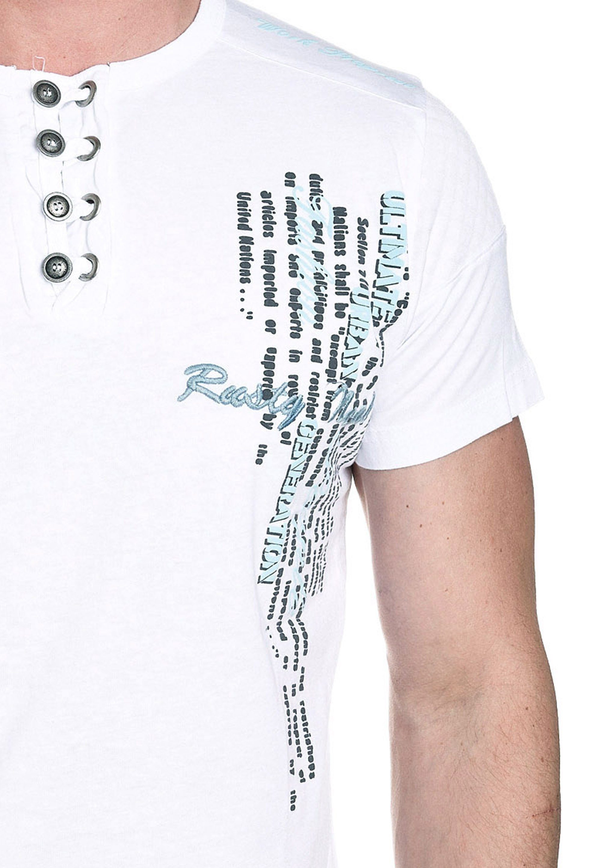 Rusty Neal T-Shirt mit schicker Knopfleiste