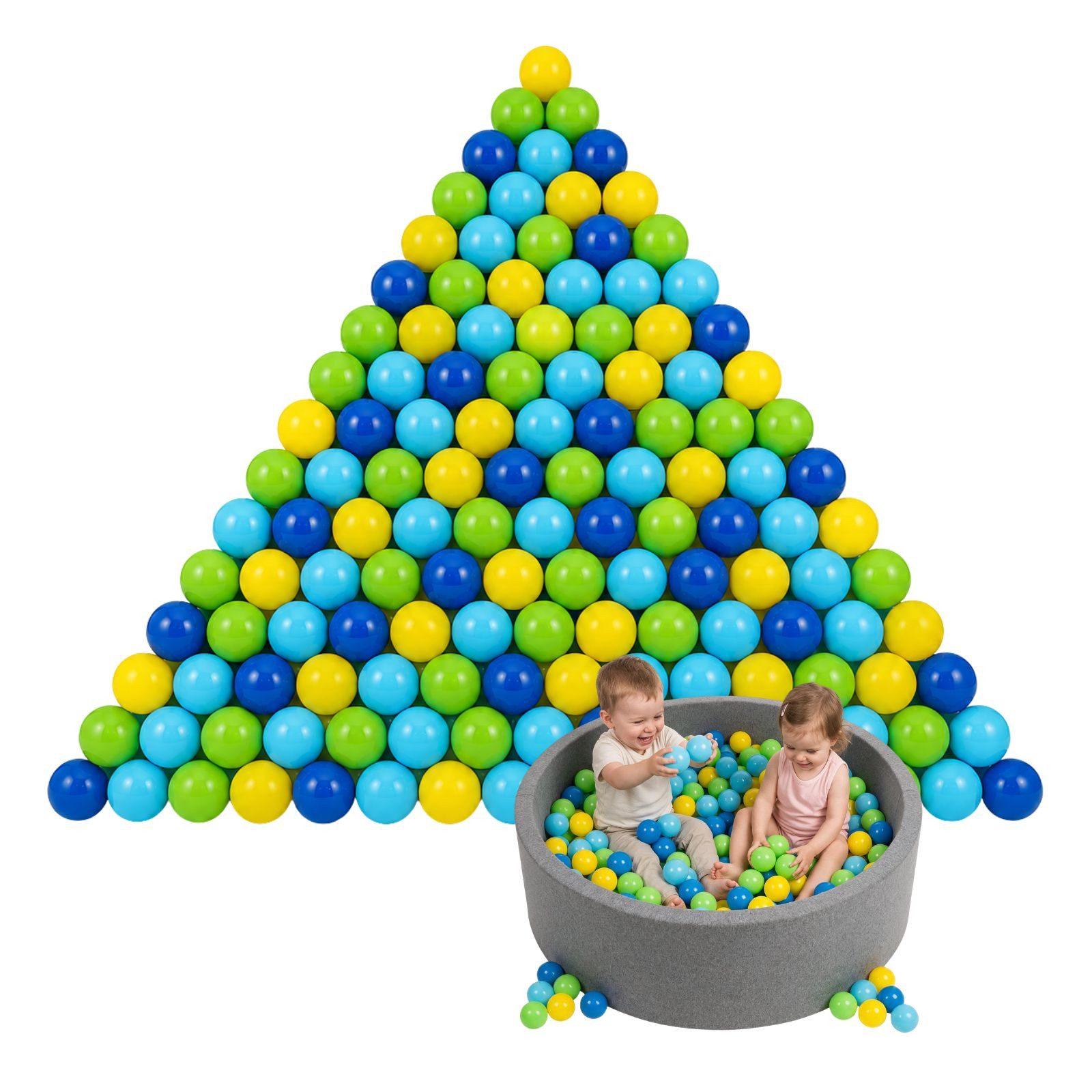 alldoro Bällebad-Bälle 500 bunte Bälle Ø 6 cm mit Tragetasche für Bällebad, Spielzelt & Pool, Spielbälle aus ungiftigem PE-Kunststoff, in Grün, Gelb, Blau & Türkis