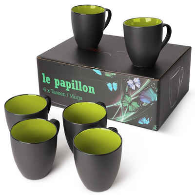 MiaMio Kaffeeservice »6 x 350ml Kaffeetassen Set Le Papillon«, Keramik
