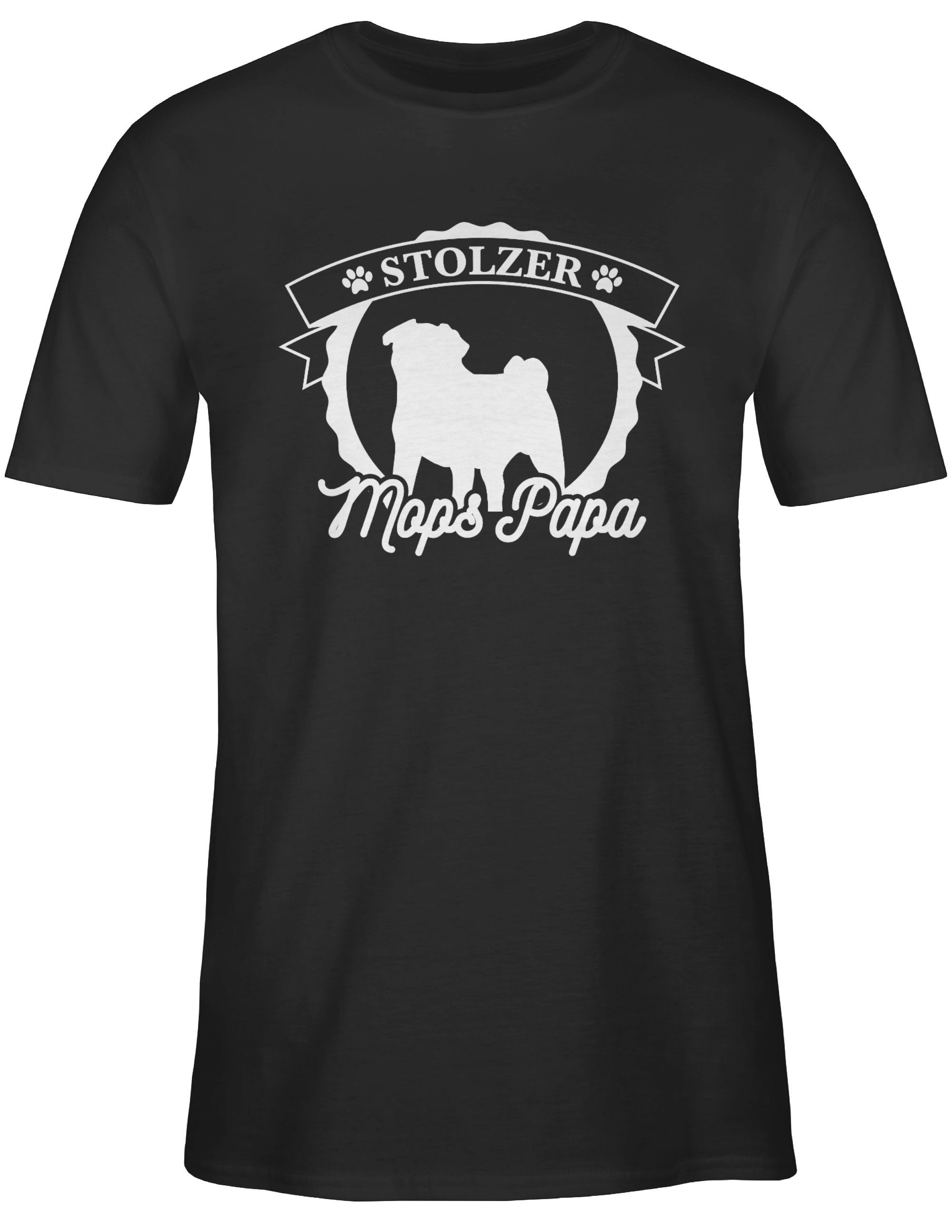 Shirtracer T-Shirt Stolzer Schwarz Mops für Hundebesitzer 1 Papa Geschenk