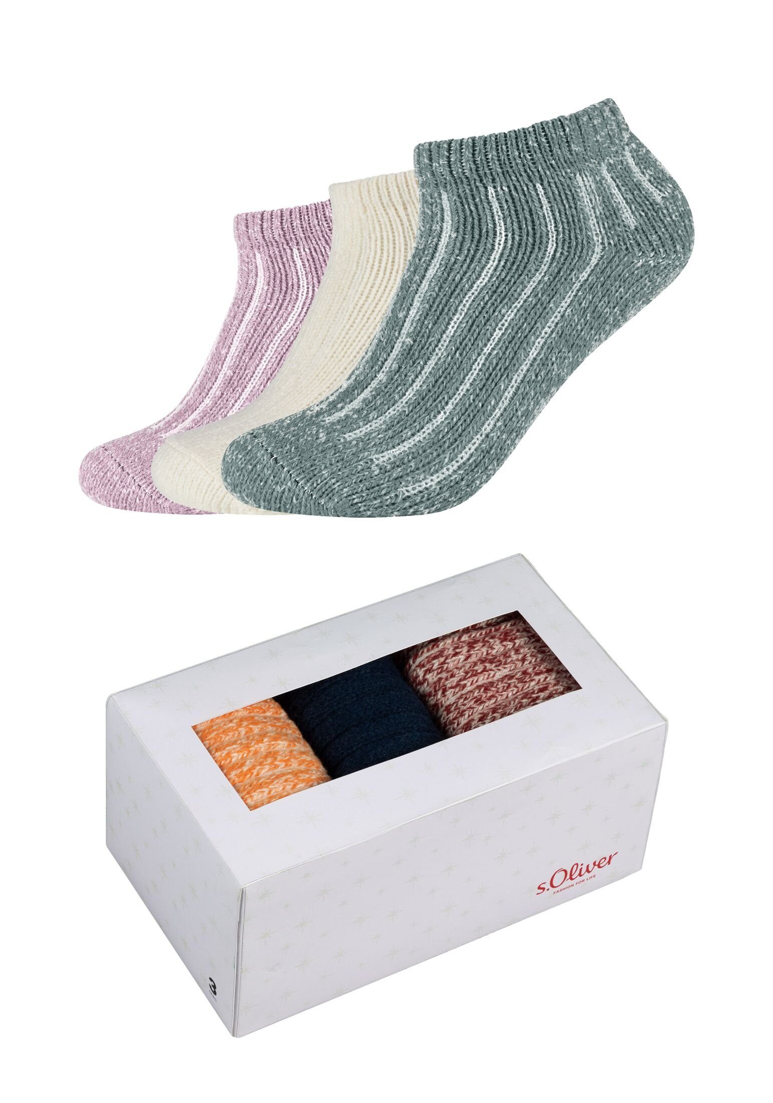 s.Oliver Sneakersocken Sneakersockenbox 3er Pack günstig online kaufen
