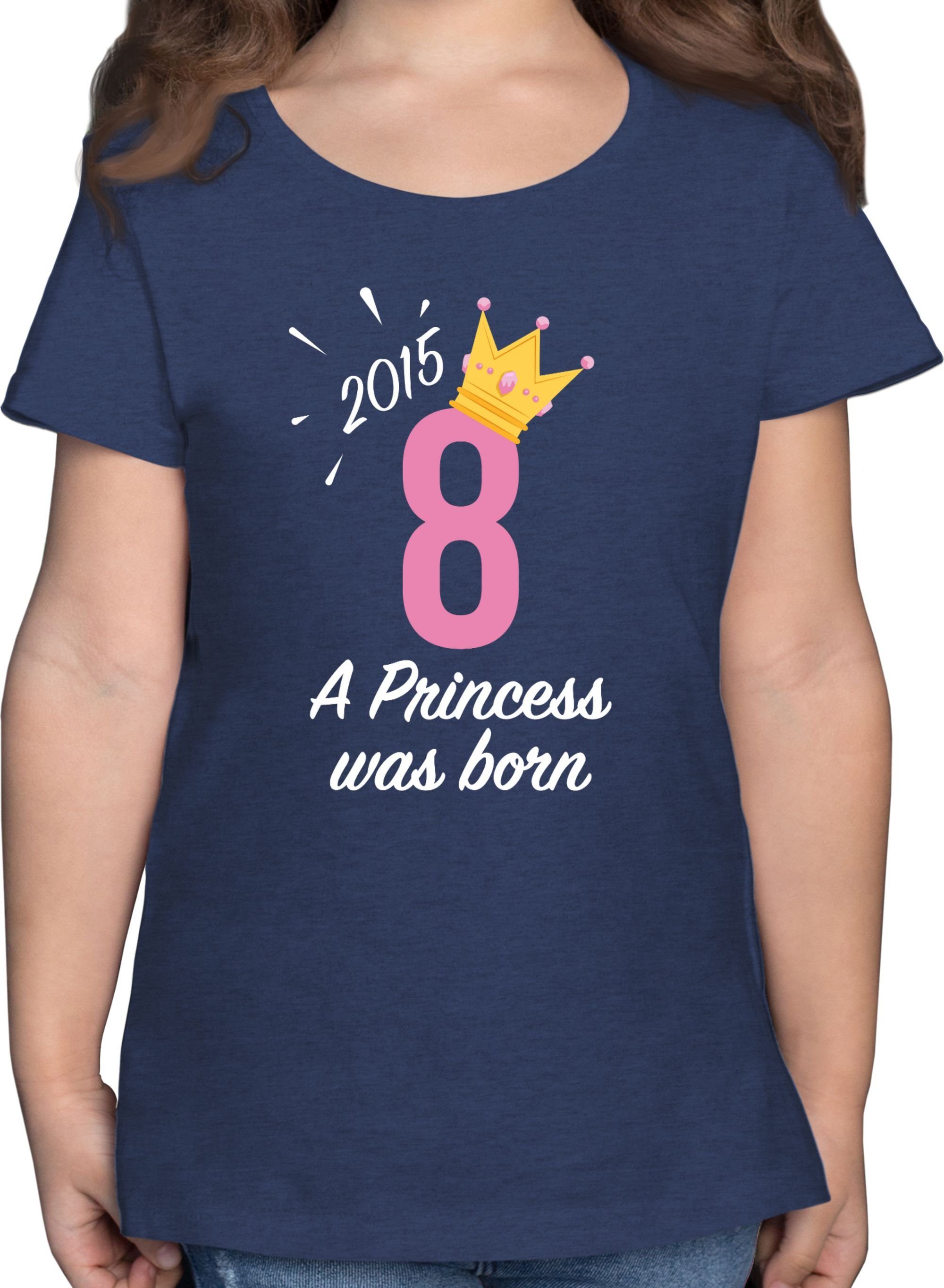 Shirtracer T-Shirt Achter 2015 Meliert Princess Mädchen 2 Geburtstag 8. Dunkelblau