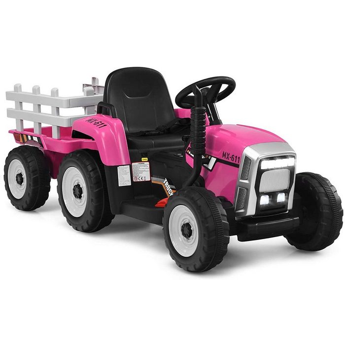 COSTWAY Spielzeug-Traktor Tretfahrzeug mit abnehmbarem Anhänger