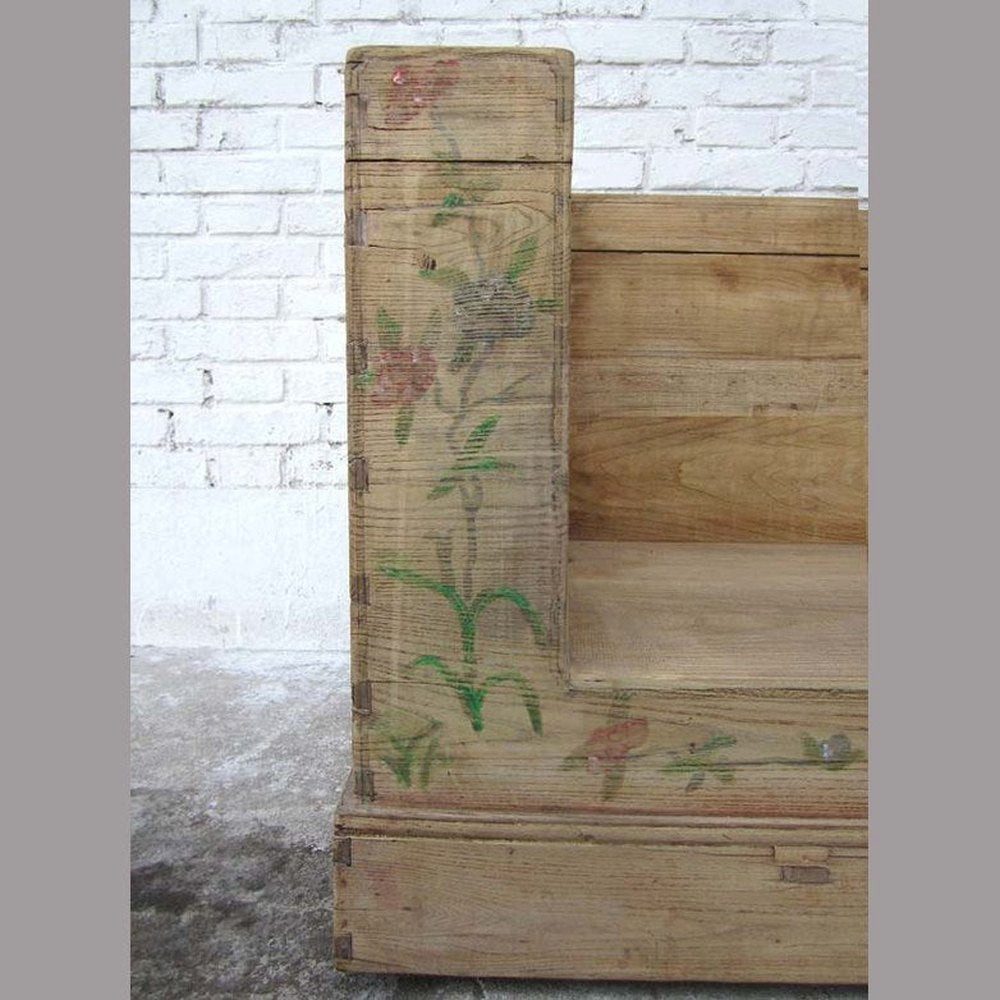 Luxury-Park-Direct Kommode China Beijing um 1920 klassische Sitzbank Sessel helle Ulme Naturfarbe