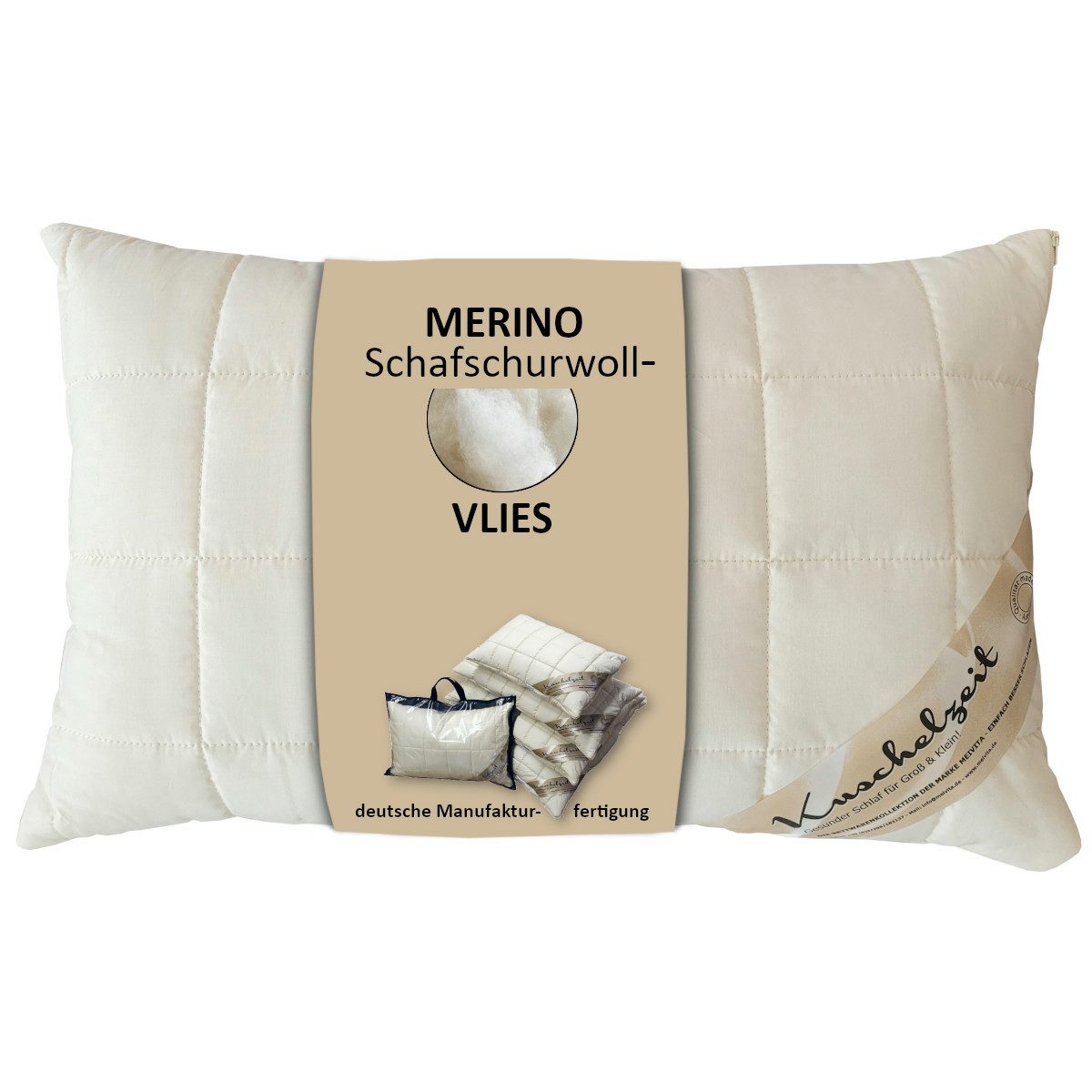 Meivita Naturhaarkissen Merino Schafschurwolle Kopfkissen, Füllung: 100% Wo günstig online kaufen