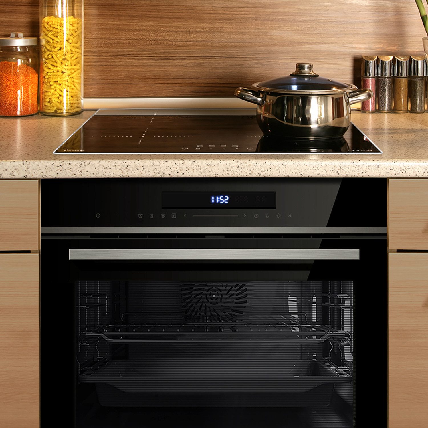 KKT KOLBE Backofen-Set Backofen und Induktionskochfeld SET8019IH859ED, mit 2-fach Teleskopauszug, Pyrolyse-Selbstreinigung, Herdset / Pyrolyse / Heißluft / Kochmulde / Einbaubackofen