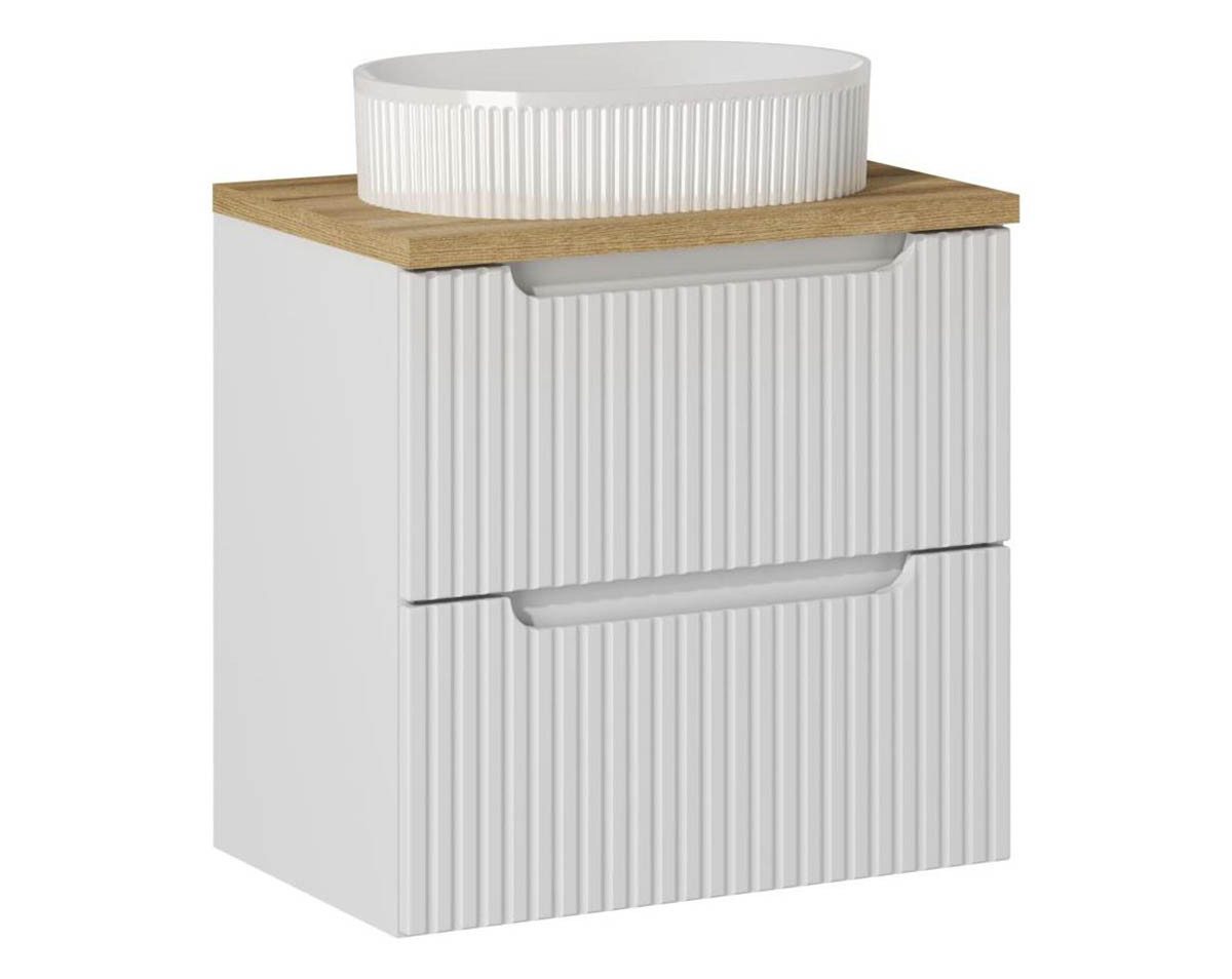 einfachgutemoebel Waschtisch-Set Bad Waschplatz ILUNA White 140cm Schub & Türe, Becken weiß, white, (Badmöbel Set, 1-St., Waschtisch Unterschrank)