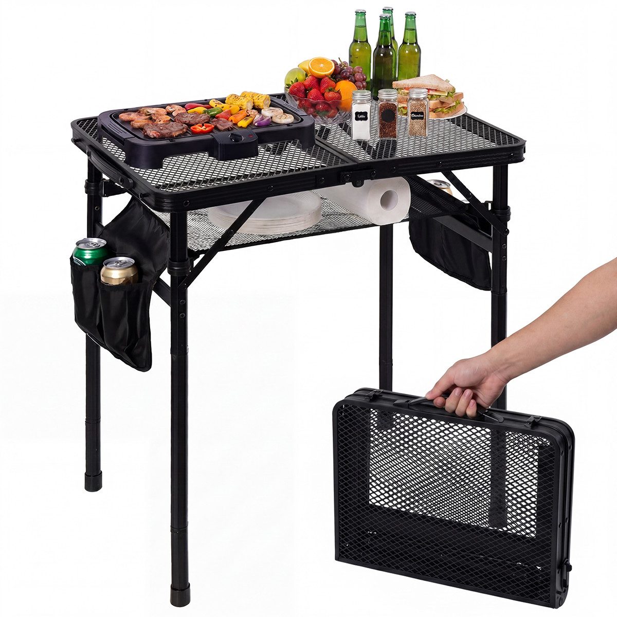 SEHAUSEU Campingtisch klappbar Klapptisch höhenverstellbarer Grilltisch