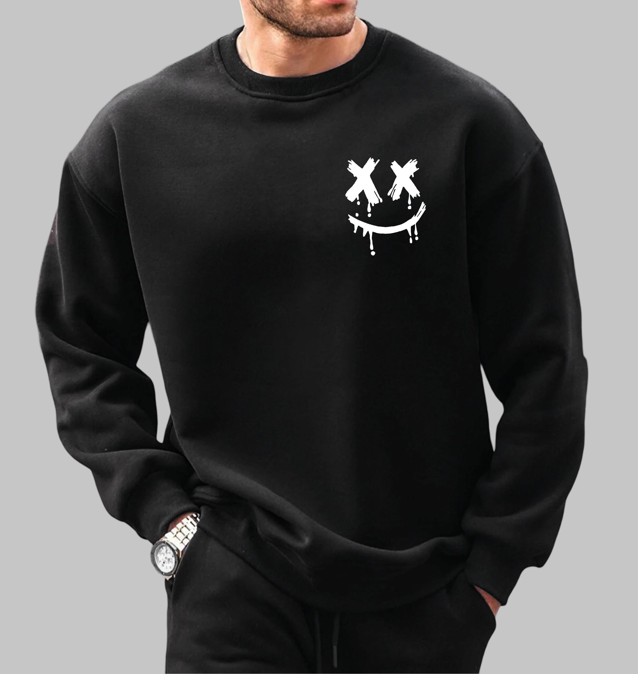 RMK Rundhalspullover Herren Pullover Sweatshirt Hoodie Pulli Smile Smiley O günstig online kaufen