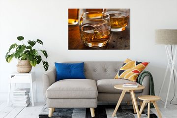 Pixxprint Leinwandbild Goldgelber Whiskey, Goldgelber Whiskey (1 St), Leinwandbild fertig bespannt, inkl. Zackenaufhänger