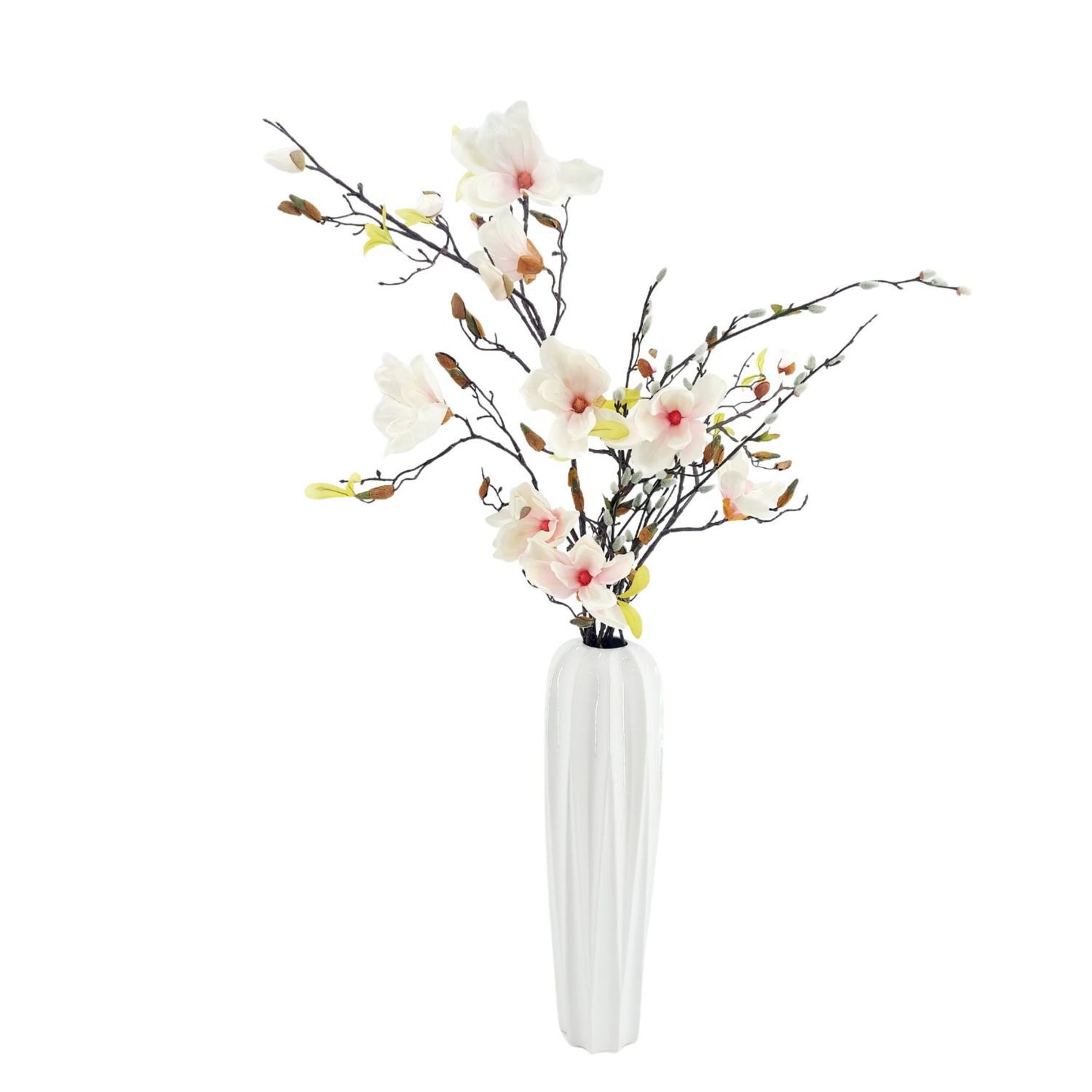 formano Bodenvase BASIC, Höhe: 58cm, Farbe: Weiß, Motiv: Relief