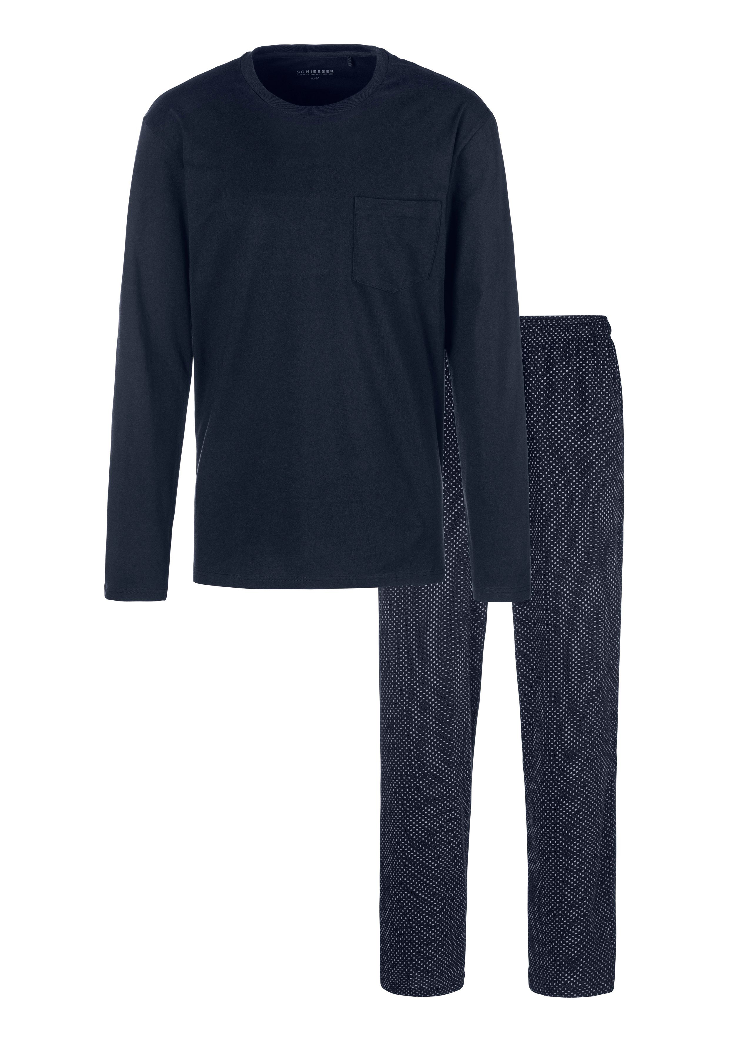 Schiesser Pyjama 1 Stück) tlg., (2 Unterteil / navy gemustert navy