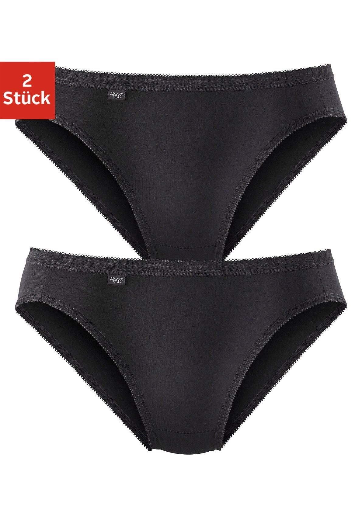 Sloggi Jazz-Pants Slips (Packung, elastischer mit 2xschwarz Mäusezähnchenkante 2-St)