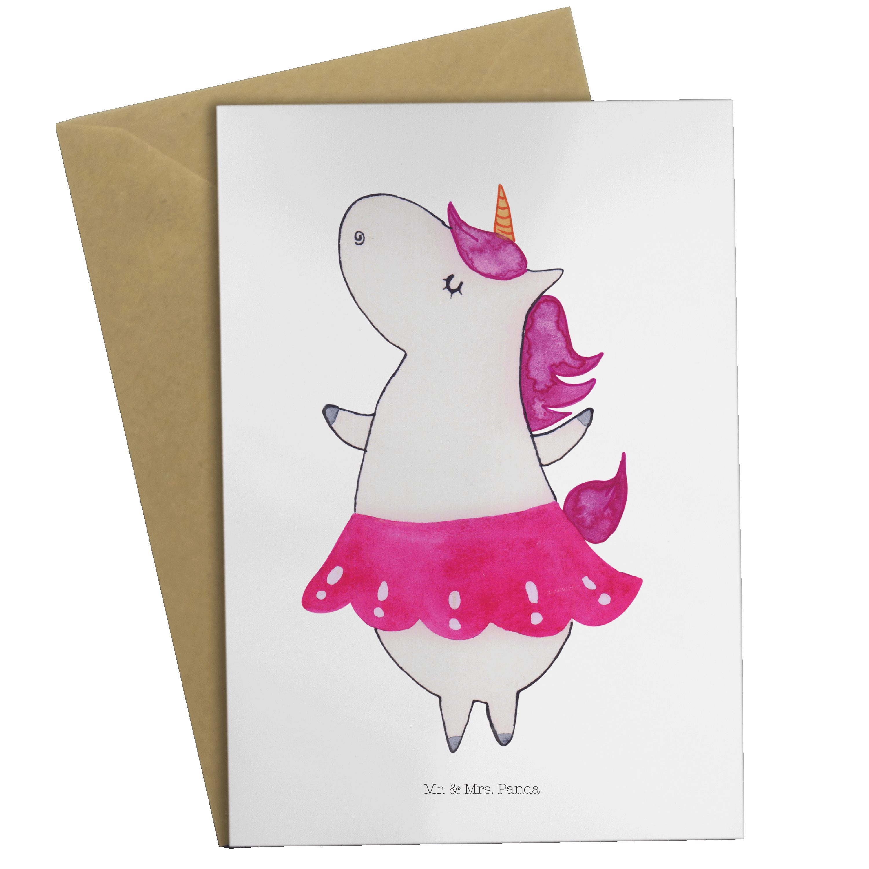 Hochzeitskarte, Grußkarte Einl Geburtstag, Einhorn Panda - Geschenk, Ballerina - & Weiß Mr. Mrs.