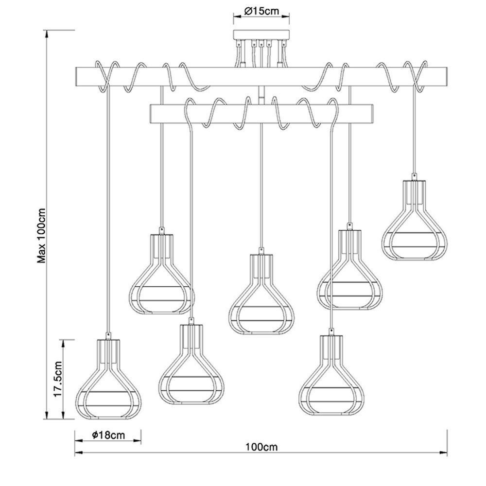 Decken Hänge höhenverstellbar Lampe Leuchtmittel inklusive, LED Leuchte Retro Farbwechsel, Pendelleuchte, Warmweiß, Käfig etc-shop FERNBEDIENUNG