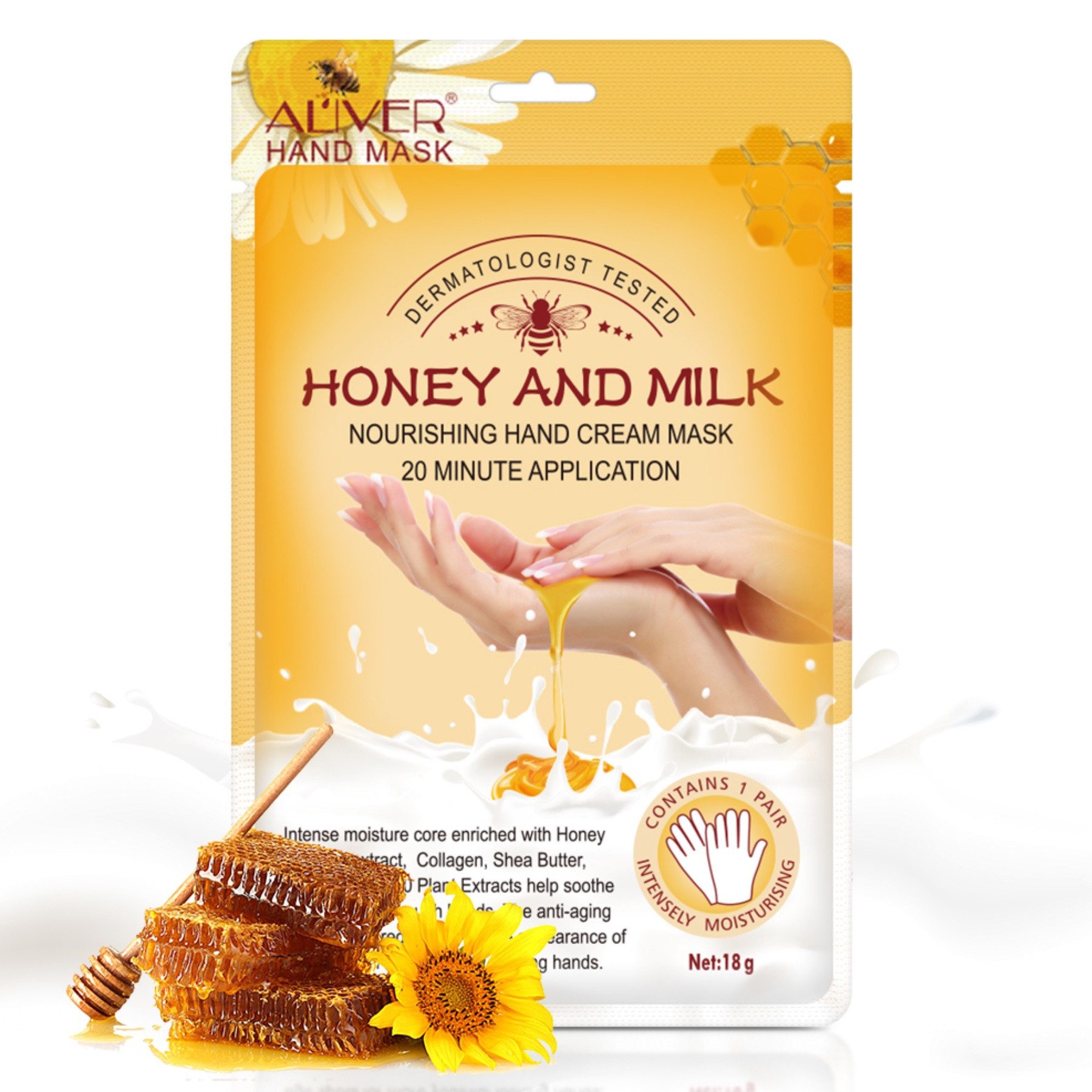 ALIVER Handcreme Pflegecreme Handmaske Honig Milchextrakt Aliver, 1-tlg.